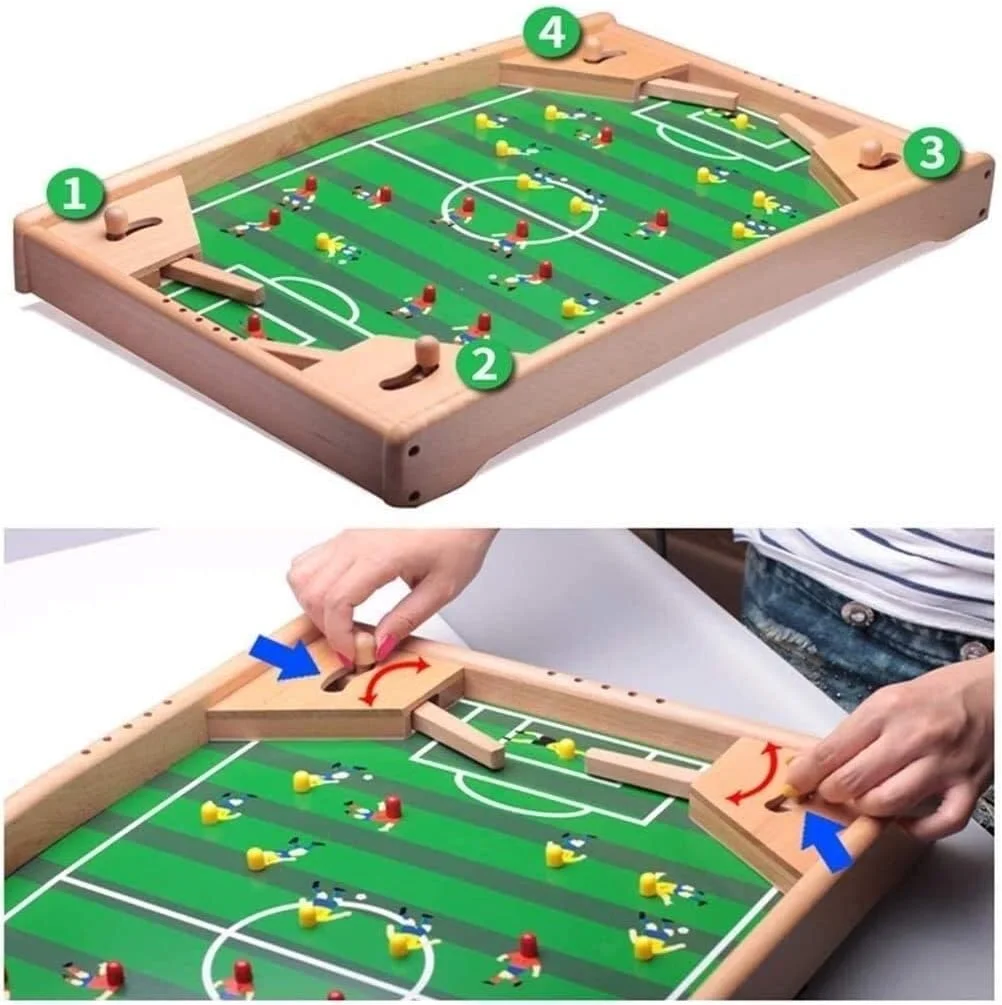 فوتبال دستی اراست مدل Playoff، بازی فوتبال برای کودکان و بزرگسالان با دستگیره های ارگونومیک، امتیازدهی آنالوگ و تراز کننده پایه LEOWE