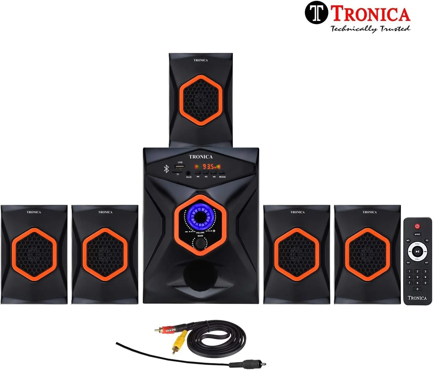 سیستم بلندگوی سینمای خانگی بلوتوثی 5.1 کاناله 3500 واتی سری کینگ ترونیکا با ساب ووفر قدرتمند، اتصال بی‌سیم، USB و کنترل از راه دور - ایده آل برای تلویزیون، کامپیوتر، لپ تاپ و تلفن