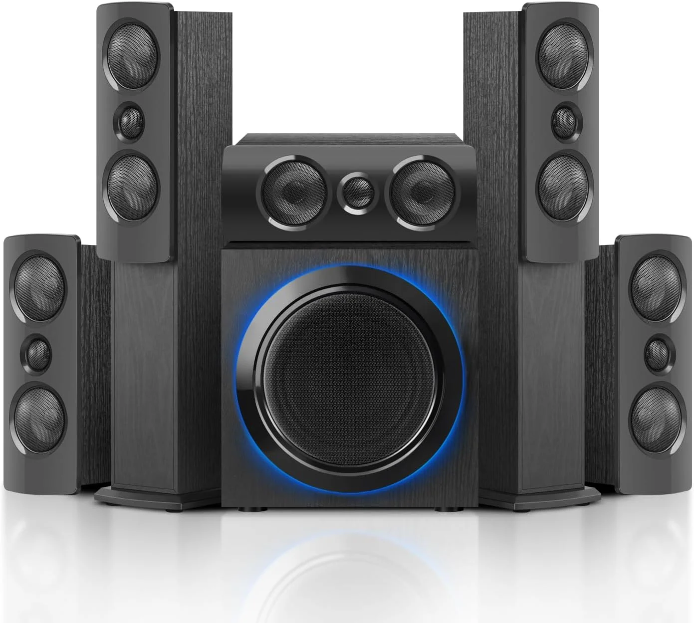 سیستم بلندگوی صدای فراگیر WMQ 5.1 با ساب ووفر 6.5 اینچی، سیستم سینمای خانگی استریو با پنج توییتر 1 اینچی و ده میان رده 2.5 اینچی، پشتیبانی از ورودی های RCA/BT/Optical برای تلویزیون و کامپیوتر، جعبه چوبی بافت دار مشکی سیستم بلندگوی صدای فراگیر WMQ 5.1 با ساب ووفر 6.5 اینچی، سیستم سینمای خانگی استریو با پنج توییتر 1 اینچی و ده میان رده 2.5 اینچی، پشتیبانی از ورودی های RCA/BT/Optical برای تلویزیون و کامپیوتر، جعبه چوبی بافت دار مشکی