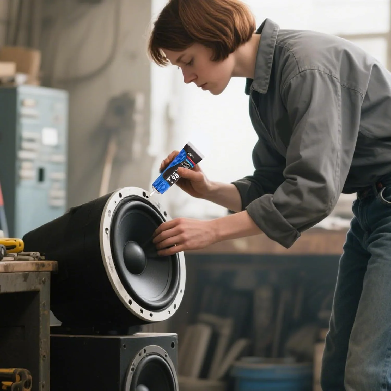 چسب مخصوص بلندگو - چسب الکترونیکی | درزگیر مشکی با عملکرد بالا برای تعمیرات لوازم الکترونیکی، بلندگوهای خانگی مناسب برای بزرگسالان، آقایان و بانوان