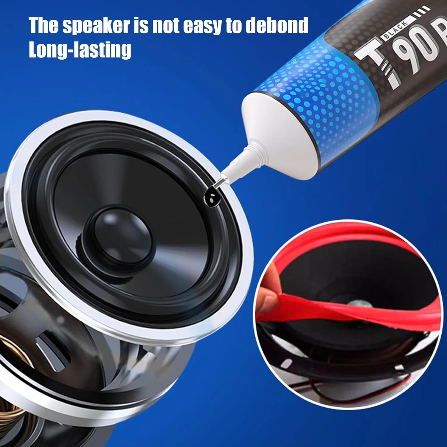 چسب مخصوص بلندگو - چسب الکترونیکی | درزگیر مشکی با عملکرد بالا برای تعمیرات لوازم الکترونیکی، بلندگوهای خانگی مناسب برای بزرگسالان، آقایان و بانوان