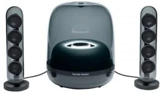 سیستم بلندگوی بلوتوثی بی سیم 2.1 Har.man Kar.don SoundSticks 4، دارای 8 درایور فول رنج 1.4 اینچی، بلوتوث 4.2، ساب ووفر 5.25 اینچی رو به پایین، توان خروجی تا 140 وات، مشکی اورجینال