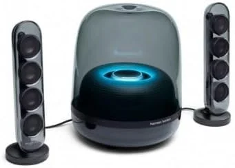 سیستم بلندگوی بلوتوثی بی سیم 2.1 Har.man Kar.don SoundSticks 4، دارای 8 درایور فول رنج 1.4 اینچی، بلوتوث 4.2، ساب ووفر 5.25 اینچی رو به پایین، توان خروجی تا 140 وات، مشکی اورجینال