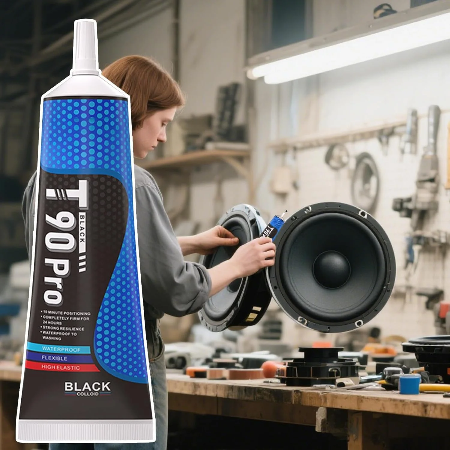 چسب تعمیر بلندگو، چسب چند منظوره، درزگیر مشکی با کارایی بالا برای تعمیرات لوازم الکترونیکی و بلندگوهای خانگی برای بزرگسالان، آقایان و بانوان