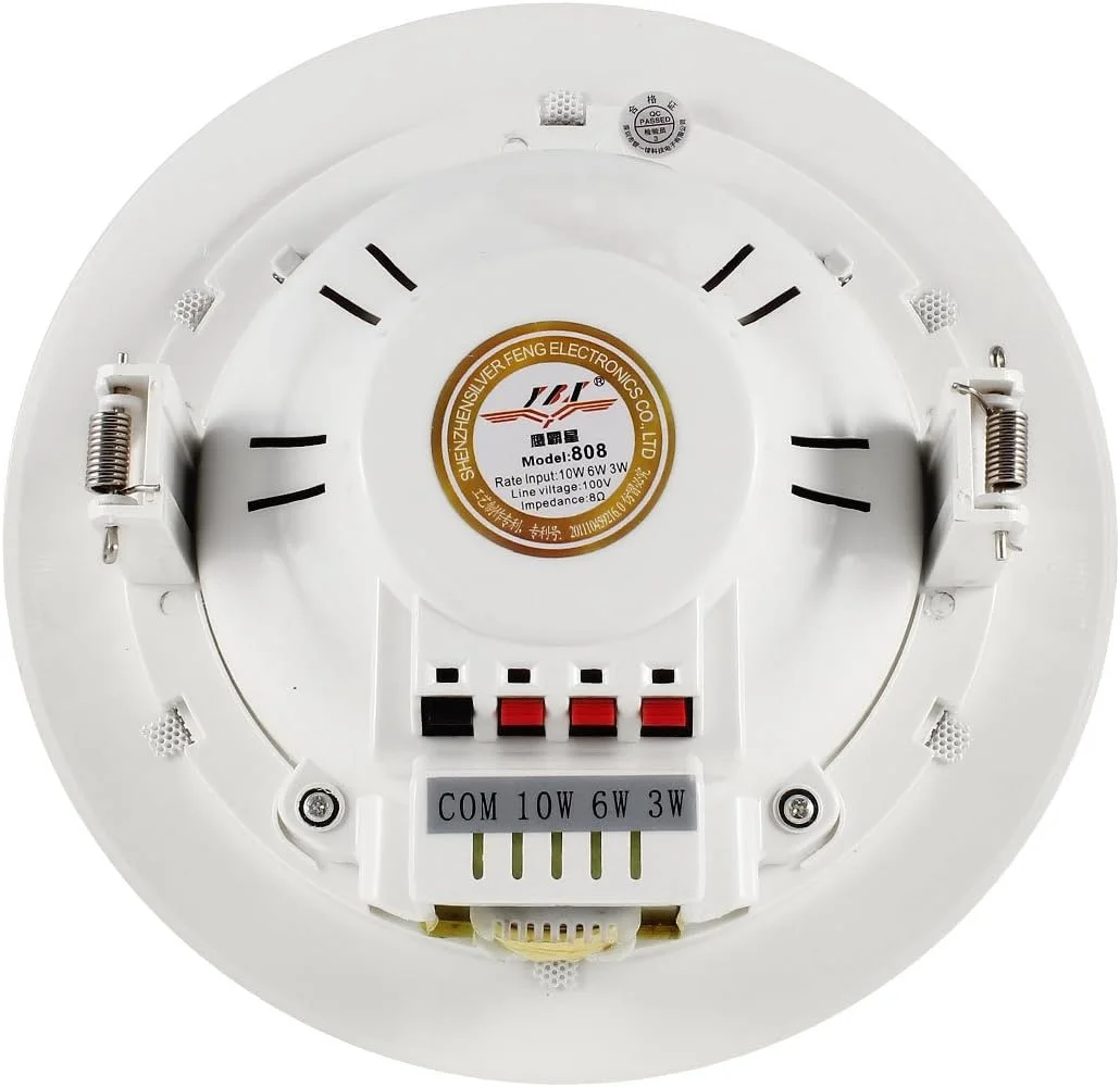 Ruilogod Home Theater In Wall Ceiling Mounted Round Shaped Audio Loudspeaker Background Music Streaming Stereo Speaker System 23cm 9 Inch Diameter White