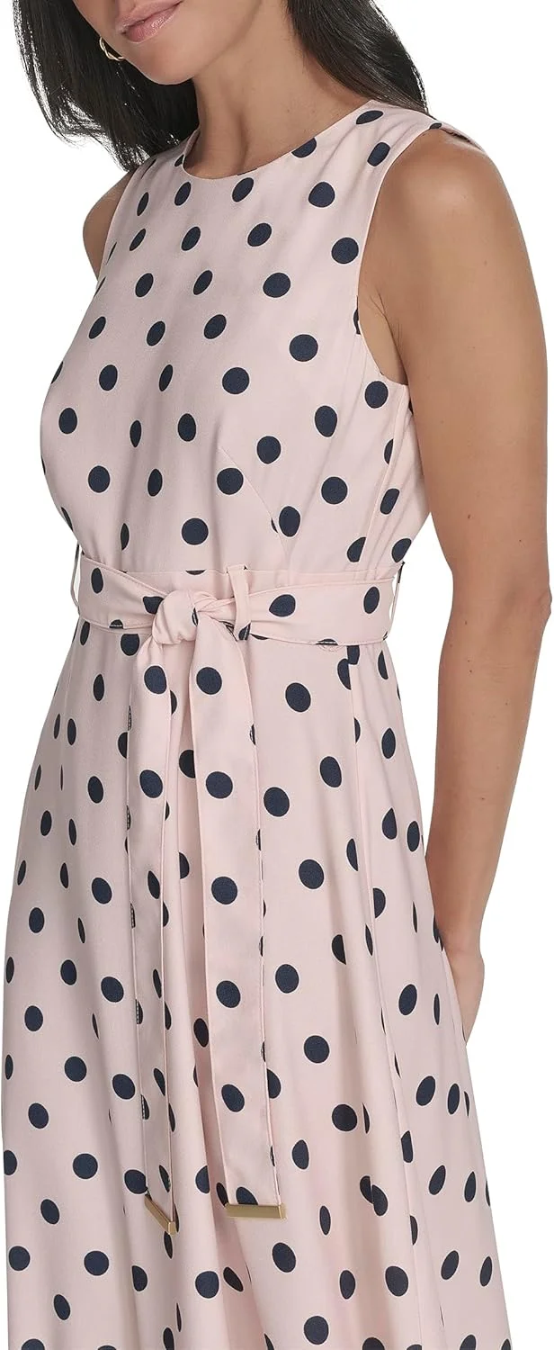 پیراهن میدی بدون آستین زنانه کمربند دار Calvin Klein مدل Aline