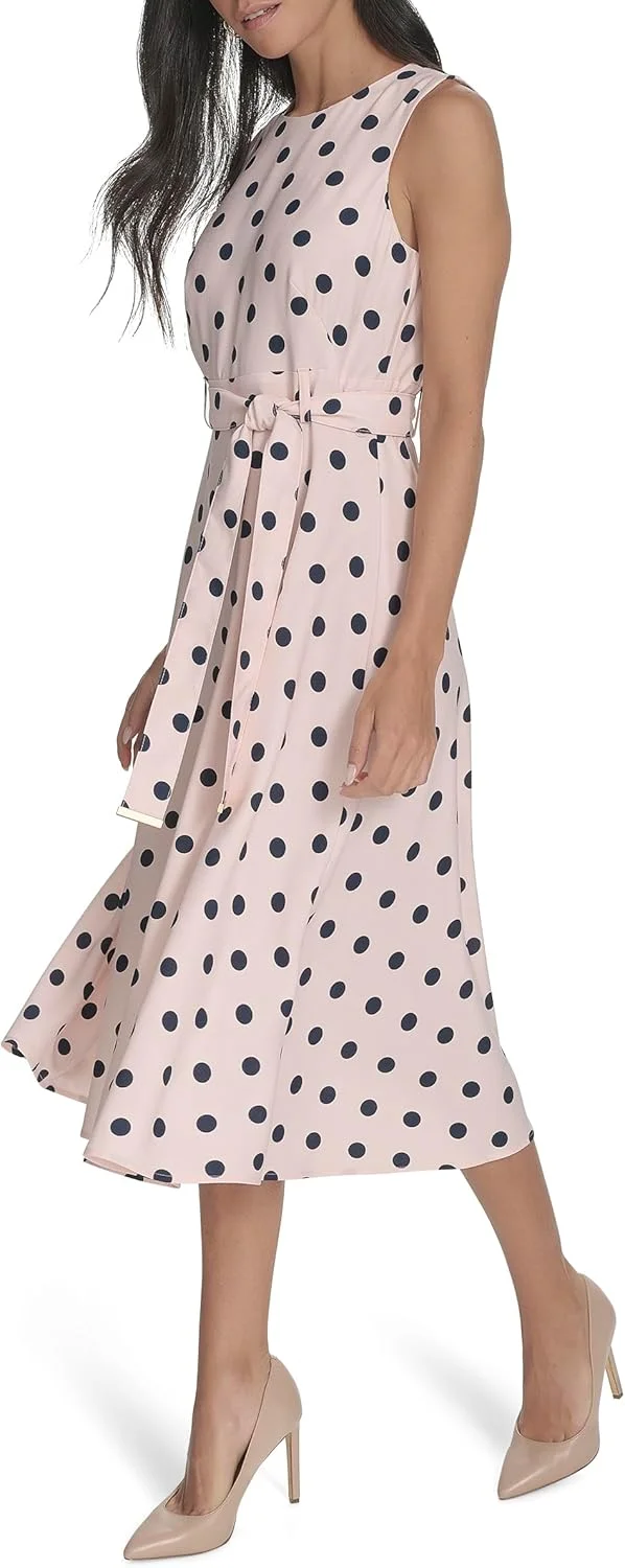 پیراهن میدی بدون آستین زنانه کمربند دار Calvin Klein مدل Aline