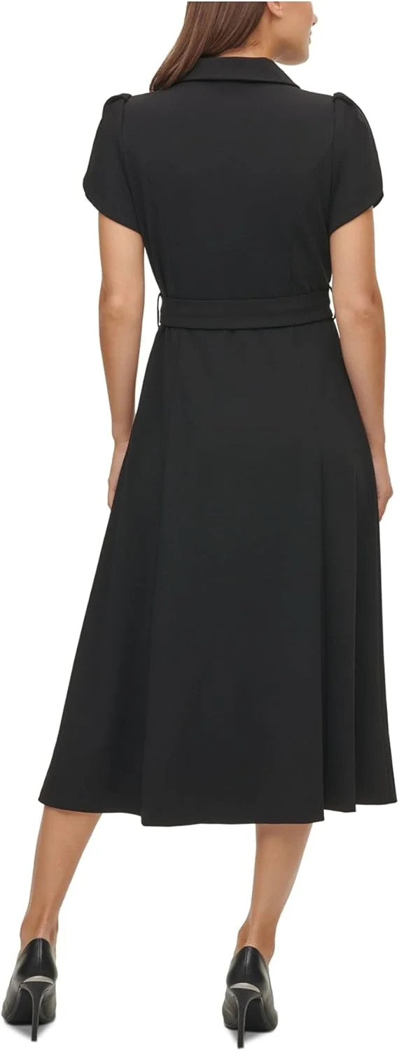 پیراهن زنانه کلوین کلاین مدل Scuba Crepe با دامن چیندار و کمربند کراواتی پیراهن زنانه کلوین کلاین مدل Scuba Crepe با دامن چیندار و کمربند کراواتی