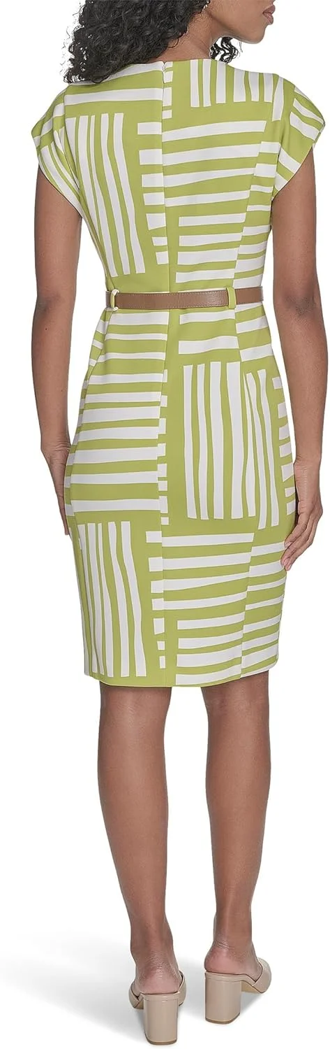 پیراهن غلافی زنانه کمربند دار با طرح هندسی کلوین کلاین