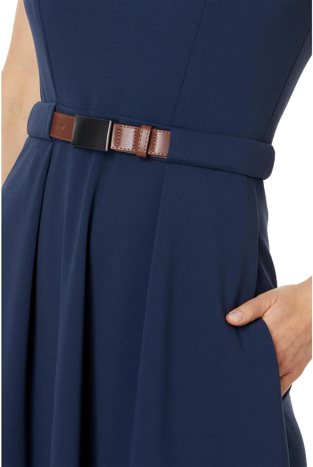 پیراهن میدی زنانه کلوین کلاین مدل A-line به همراه کمربند