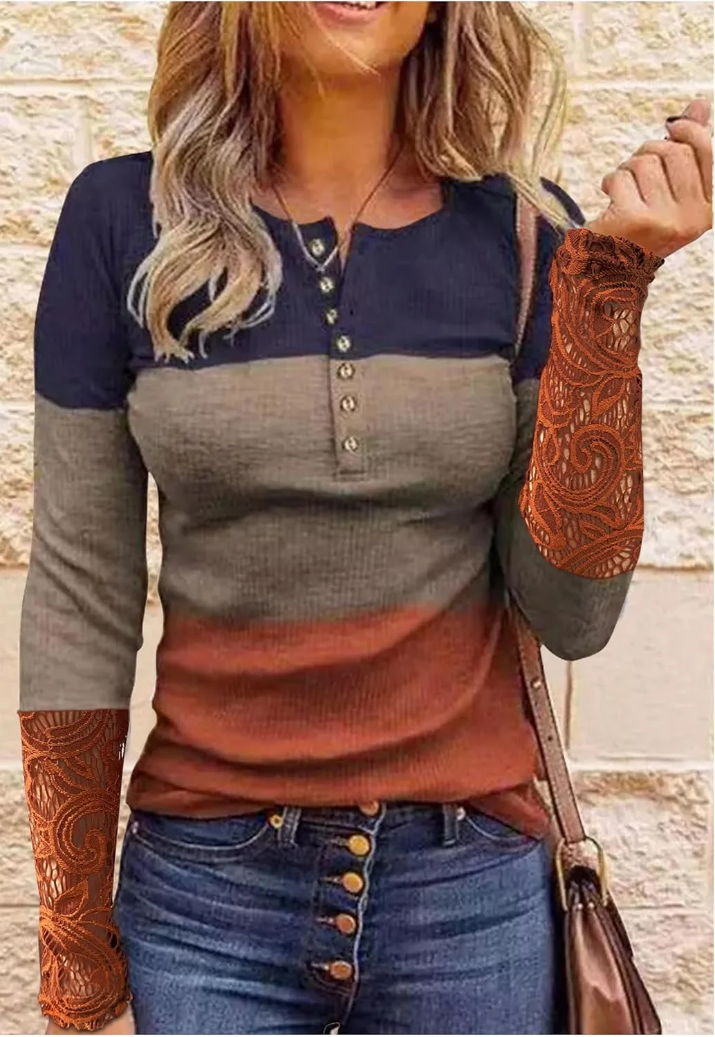 تونیک آستین بلند زنانه CHUNTIANRAN، بلوز یقه هفت توری جذاب، پیراهن دکمه دار رنگی غیررسمی، چند رنگ، XXL