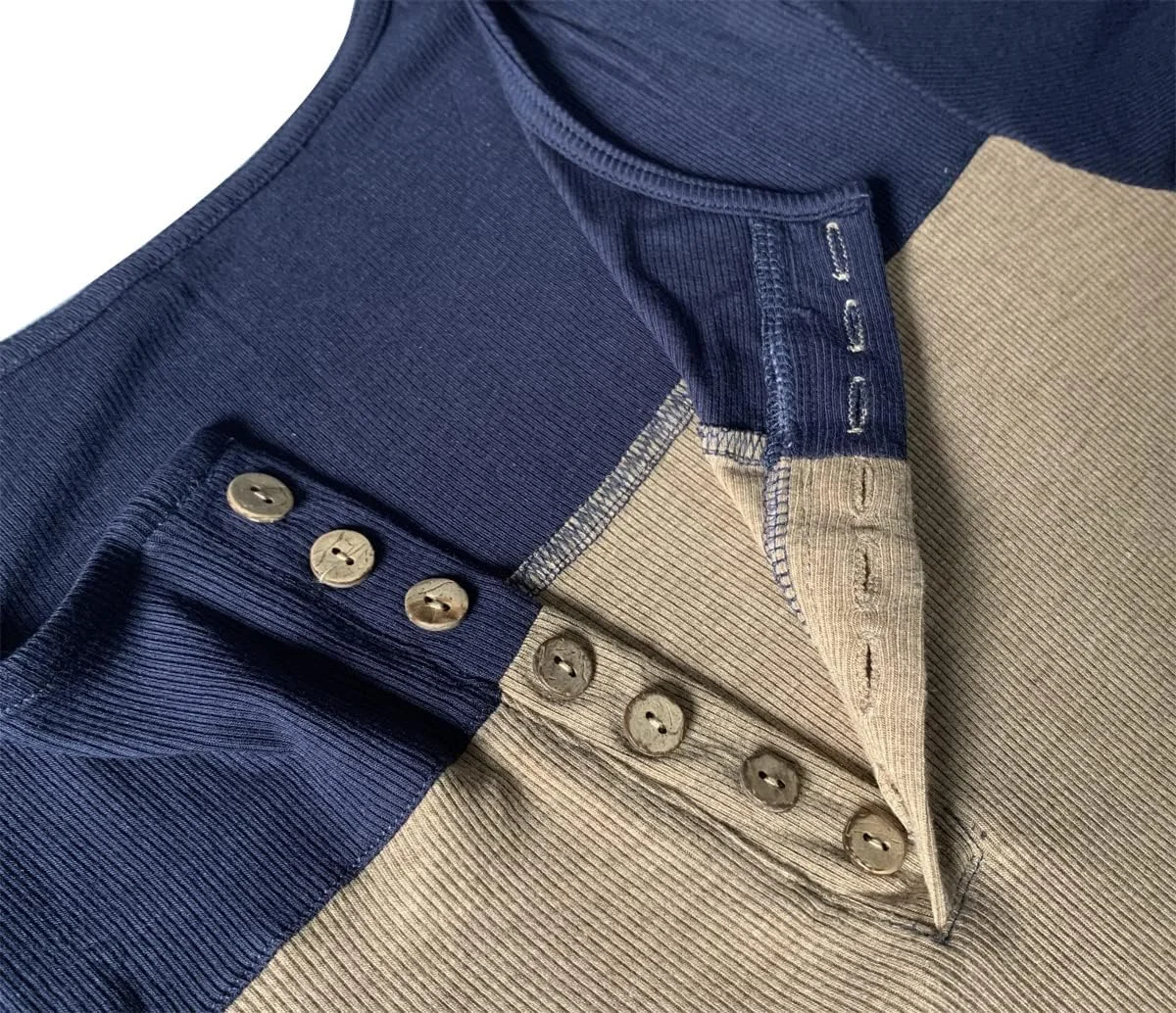 تونیک آستین بلند زنانه CHUNTIANRAN، بلوز یقه هفت توری جذاب، پیراهن دکمه دار رنگی غیررسمی، چند رنگ، XXL