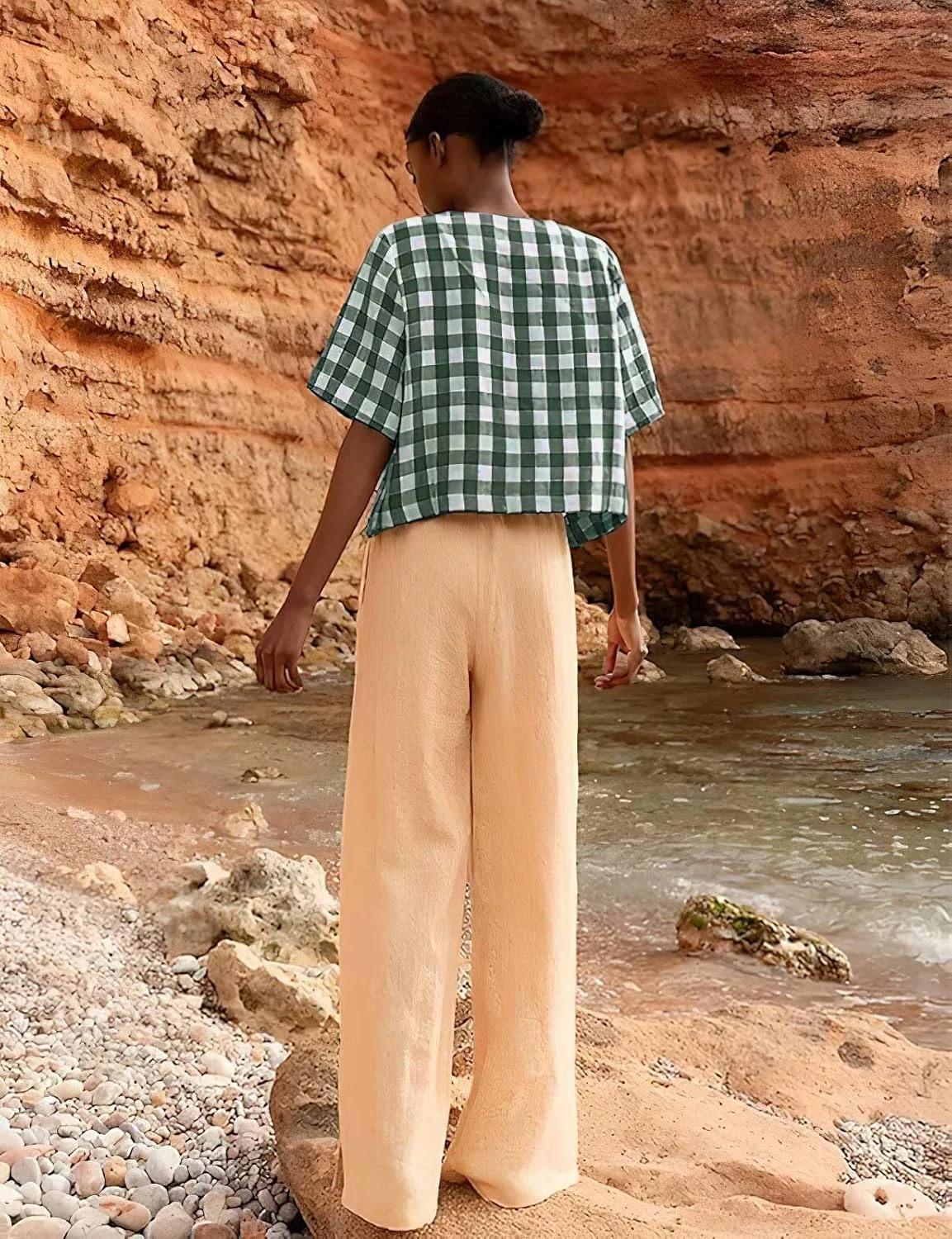 پیراهن دکمه دار چهارخانه زنانه Chouyatou، پیراهن نخی، بلوزهای چهارخانه، تونیک آستین کوتاه تابستانی پیراهن دکمه دار چهارخانه زنانه Chouyatou، پیراهن نخی، بلوزهای چهارخانه، تونیک آستین کوتاه تابستانی