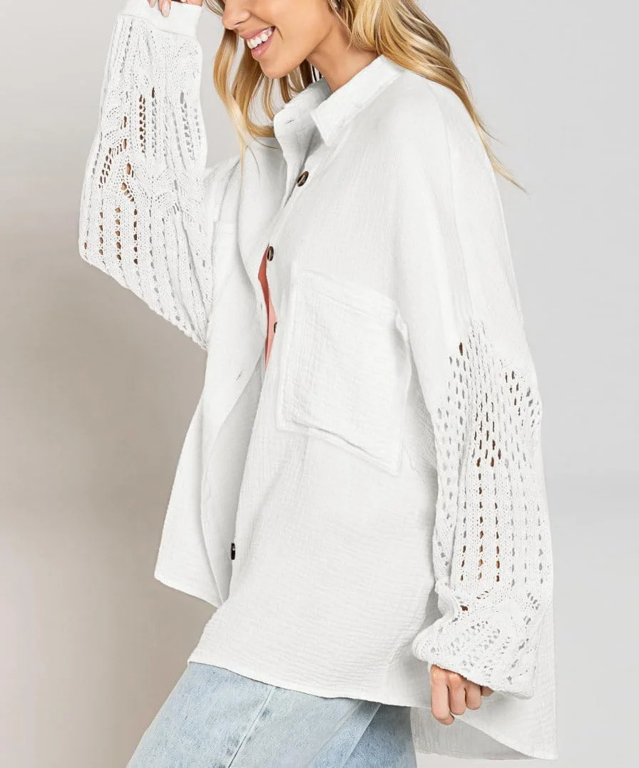 chouyatou بلوز زنانه قلاب بافی شده با آستین فانوسی دکمه دار طرح رنگی بوهو سایز بزرگ (کوچک، سفید)، سفید، S chouyatou بلوز زنانه قلاب بافی شده با آستین فانوسی دکمه دار طرح رنگی بوهو سایز بزرگ (کوچک، سفید)، سفید، S