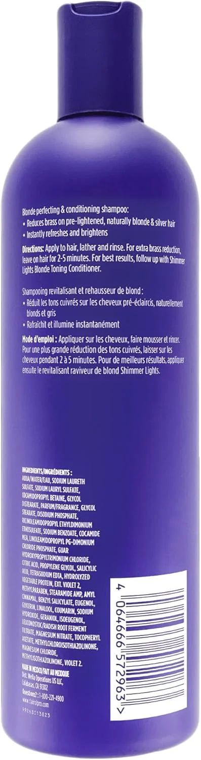 شامپو بنفش کلایرو Shimmer Lights Professional، ۴۷۳ میلی لیتر | خنثی کننده رنگ های زرد و نارنجی | برای موهای بلوند، نقره ای، خاکستری و هایلایت شده شامپو بنفش کلایرو Shimmer Lights Professional، ۴۷۳ میلی لیتر | خنثی کننده رنگ های زرد و نارنجی | برای موهای بلوند، نقره ای، خاکستری و هایلایت شده