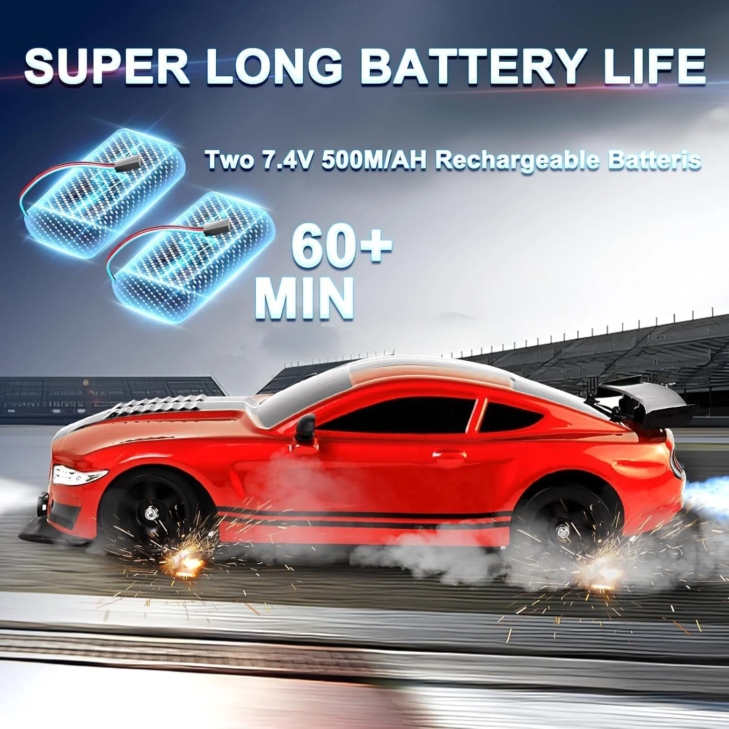 ماشین دریفت کنترلی Volpers RC مقیاس 1:16 – ماشین کنترلی 4WD پرسرعت 18 کیلومتر بر ساعت، کنترلر 2.4 گیگاهرتز، چراغ LED و اسپری مه، لاستیک های لاستیکی، باتری قابل شارژ x2 – اسباب بازی عالی برای کودکان و علاقه مندان به مسابقه