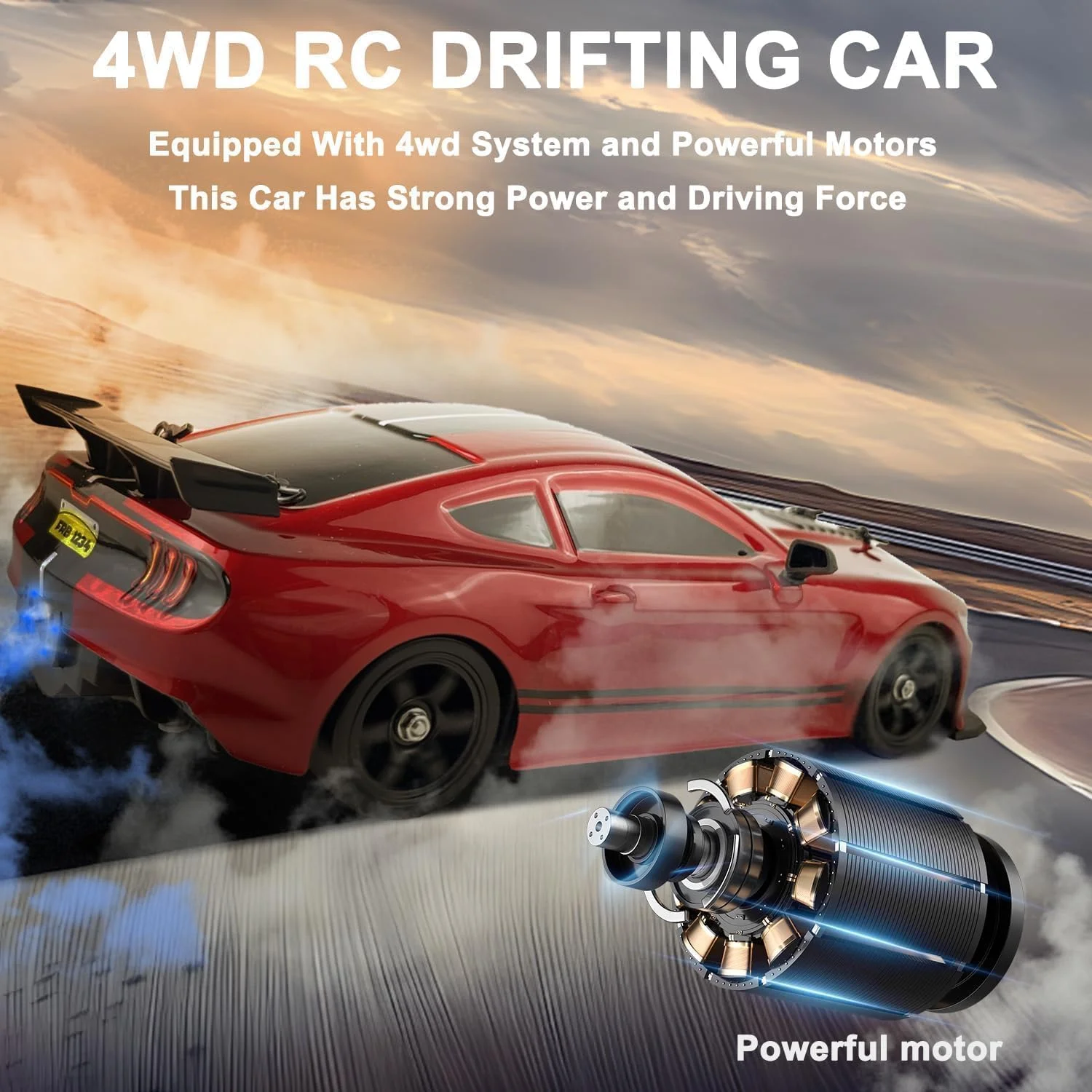 ماشین دریفت کنترلی Volpers RC مقیاس 1:16 – ماشین کنترلی 4WD پرسرعت 18 کیلومتر بر ساعت، کنترلر 2.4 گیگاهرتز، چراغ LED و اسپری مه، لاستیک های لاستیکی، باتری قابل شارژ x2 – اسباب بازی عالی برای کودکان و علاقه مندان به مسابقه