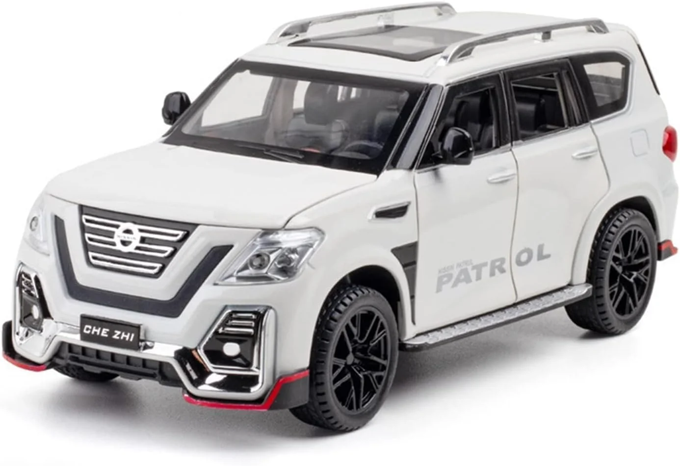 مدل ماشین نیسان پاترول مقیاس 1/24 Swift، مدل ماشین دایکاست، اسباب بازی ماشین عقب کشیدنی برای کودکان و بزرگسالان، سفید