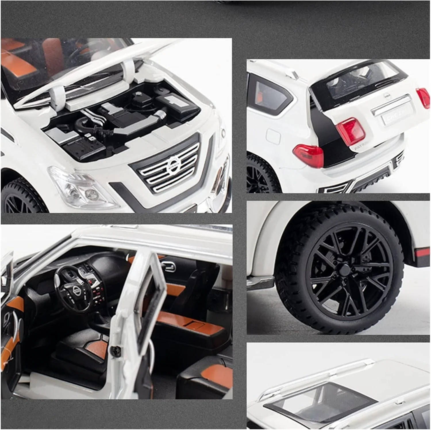 مدل ماشین نیسان پاترول مقیاس 1/24 Swift، مدل ماشین دایکاست، اسباب بازی ماشین عقب کشیدنی برای کودکان و بزرگسالان، سفید