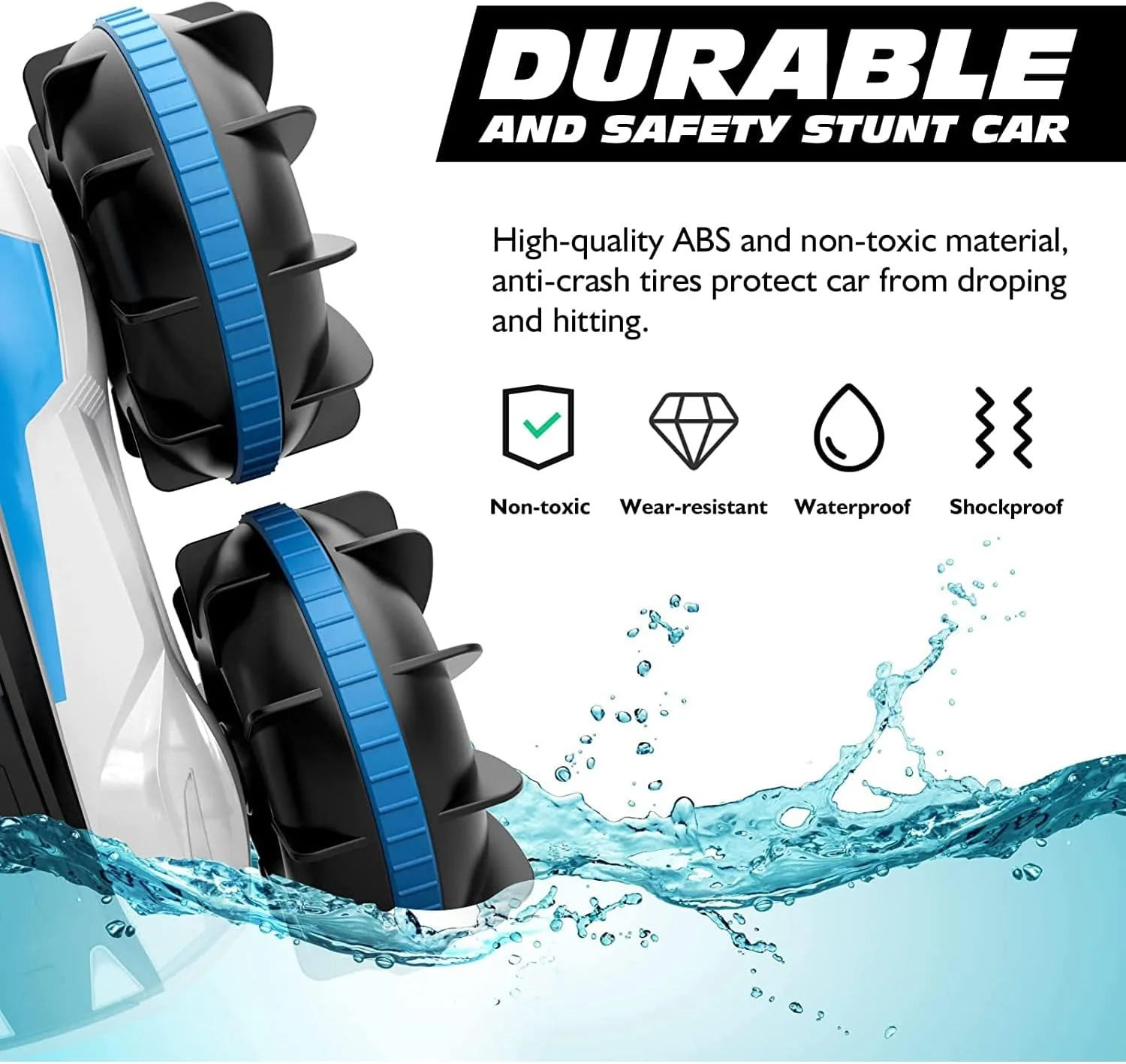 ماشین کنترلی دو منظوره ضد آب Swift مدل 2 در 1، قایق کنترلی 2.4 گیگاهرتز، ماشین کنترلی آبی خاکی برای کودکان، اسباب بازی برای پسران 5 تا 12 ساله، اسباب بازی های ساحلی و استخری هدیه تولد - (آبی)