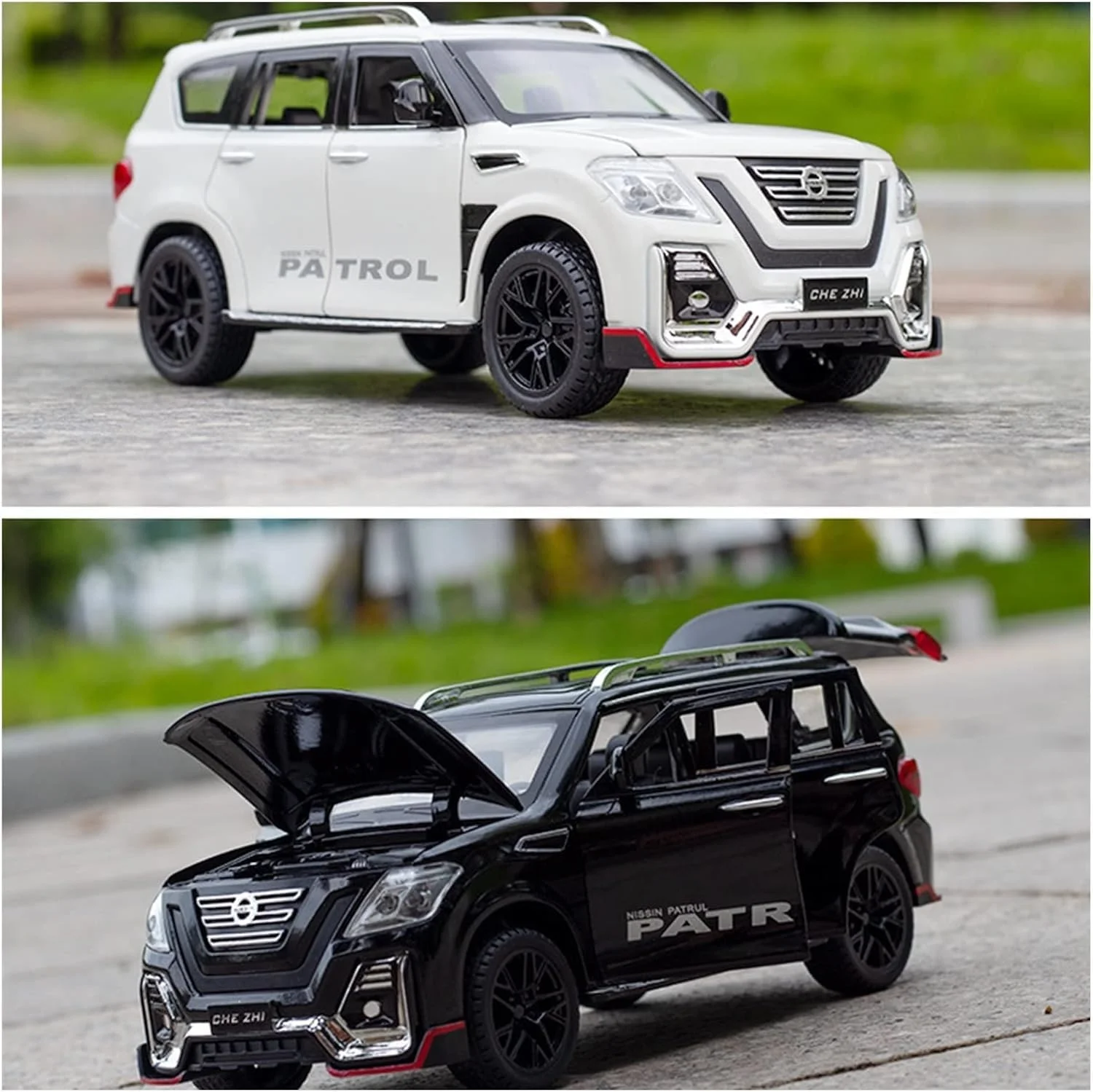 مدل ماشین نیسان پاترول مقیاس 1/24 Swift، مدل ماشین دایکاست، اسباب بازی ماشین عقب کشیدنی برای کودکان و بزرگسالان، سفید