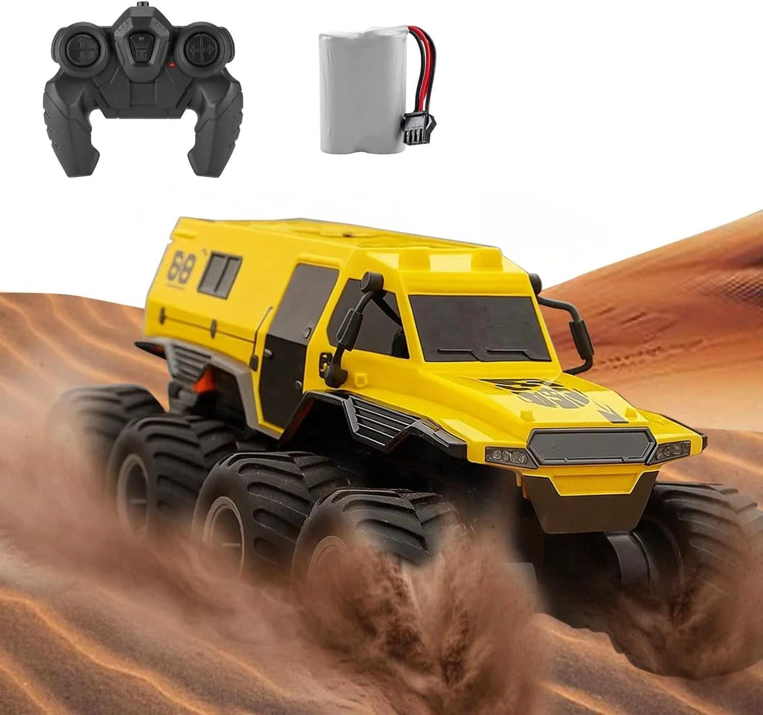 اسباب بازی ماشین و کامیون کنترلی بزرگ SWIFT 1:12 برای کودکان، پسران و بزرگسالان - ماشین کنترلی آبی خاکی 8WD، کامیون آفرود ضد آب، ماشین کنترلی سریع برای شن، آب، گل و لای، باتری قابل شارژ