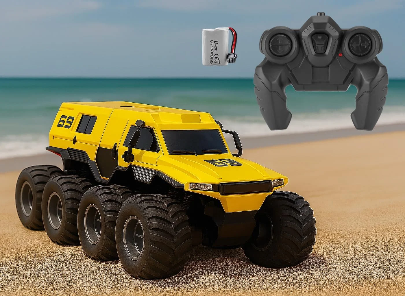 اسباب بازی ماشین و کامیون کنترلی بزرگ SWIFT 1:12 برای کودکان، پسران و بزرگسالان - ماشین کنترلی آبی خاکی 8WD، کامیون آفرود ضد آب، ماشین کنترلی سریع برای شن، آب، گل و لای، باتری قابل شارژ