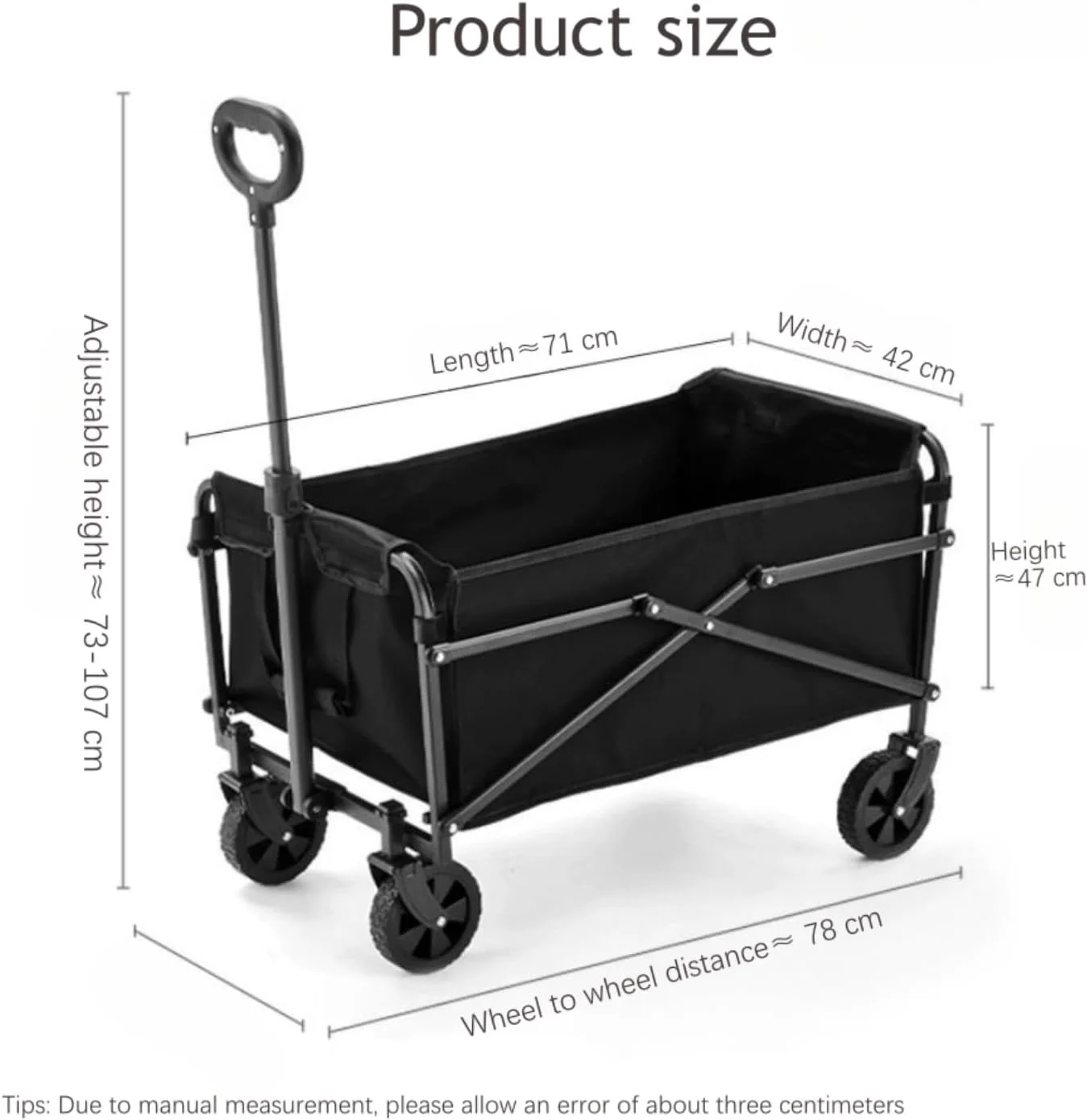 واگن تاشو کمپینگ SHYPNA، واگن باغ/ساحل با قاب فولادی محکم و تاشو، چرخ دستی حمل و نقل سنگین با حداکثر بار 80 کیلوگرم