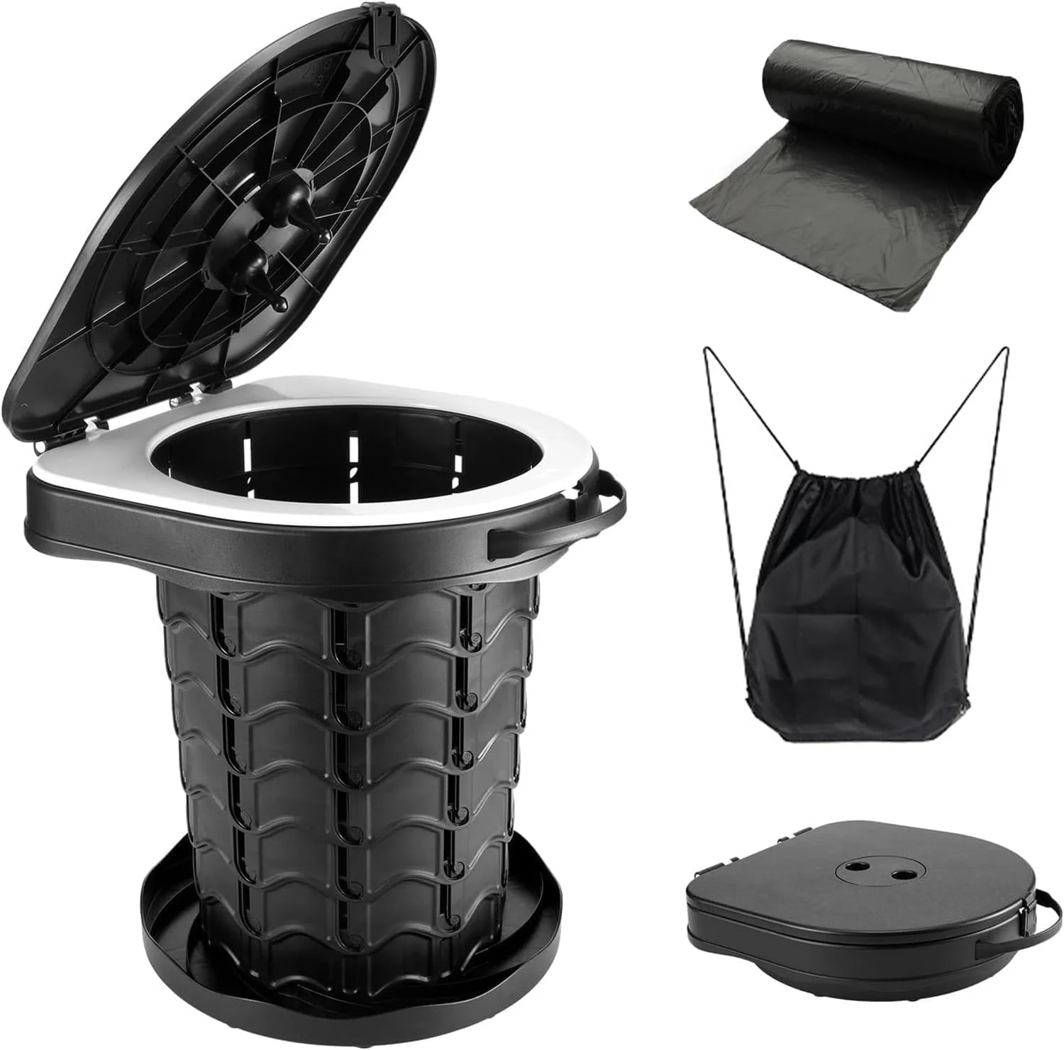 توالت کمپینگ قابل حمل تاشو، توالت کمپینگ با قابلیت تنظیم ارتفاع برای کمپینگ، ماشین، مسافرت، قایق، ساحل، چادر و استفاده اضطراری