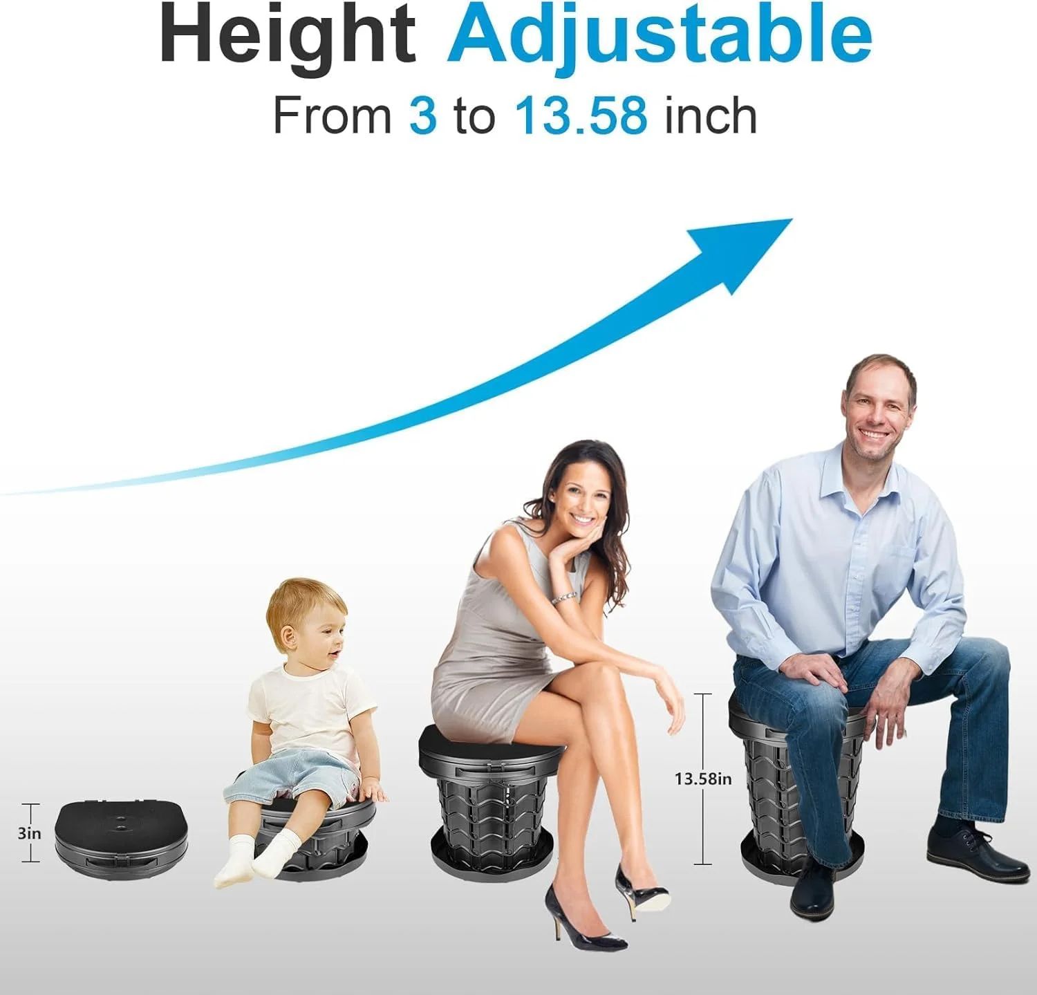 توالت کمپینگ قابل حمل تاشو، توالت کمپینگ با قابلیت تنظیم ارتفاع برای کمپینگ، ماشین، مسافرت، قایق، ساحل، چادر و استفاده اضطراری