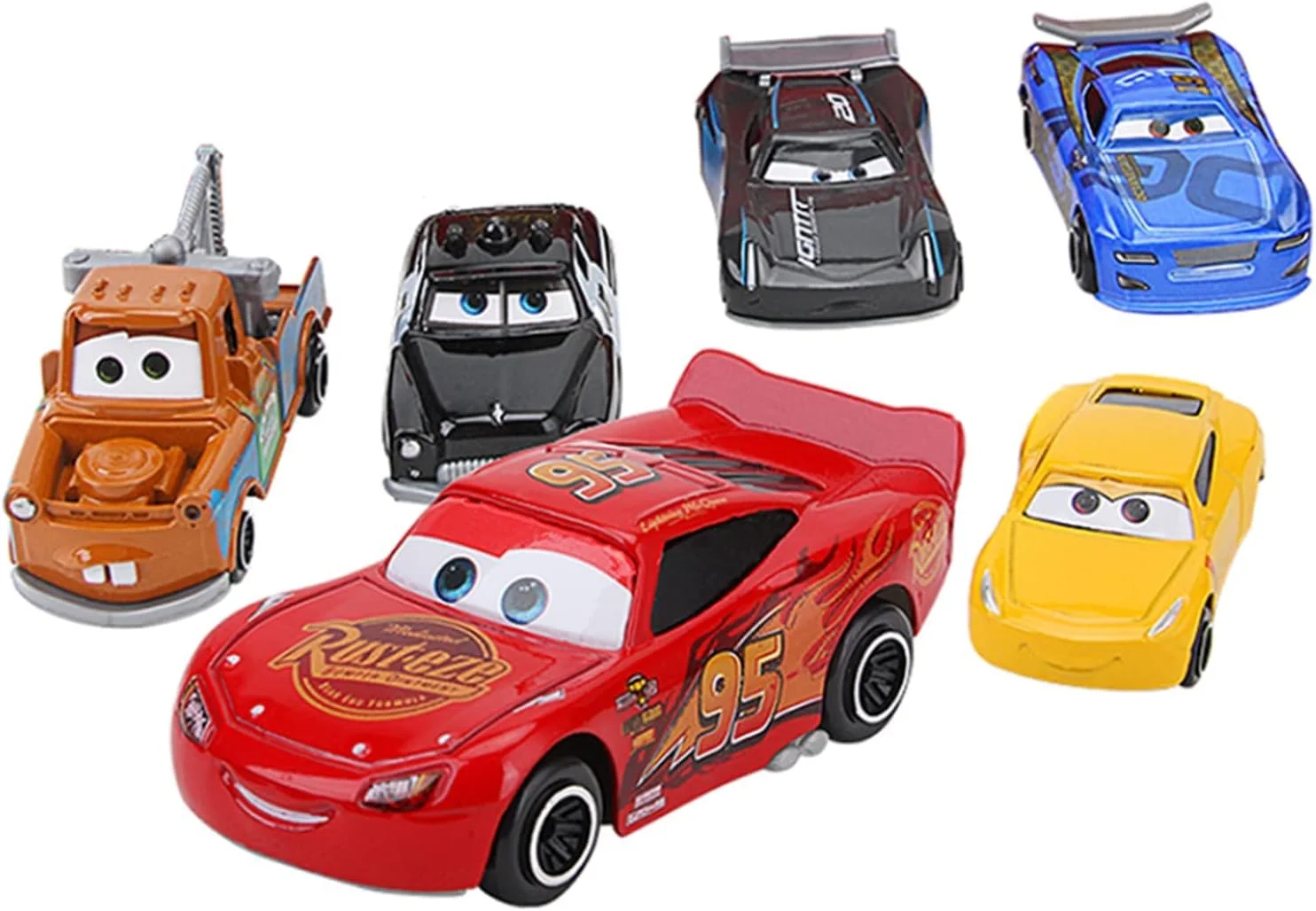 ست اسباب بازی ماشین کامیون عمو مک 7 تکه SKEIDO، مدل ماشین های دایکست لایتنینگ مک کوئین جکسون استورم، هدیه ای برای کودکان