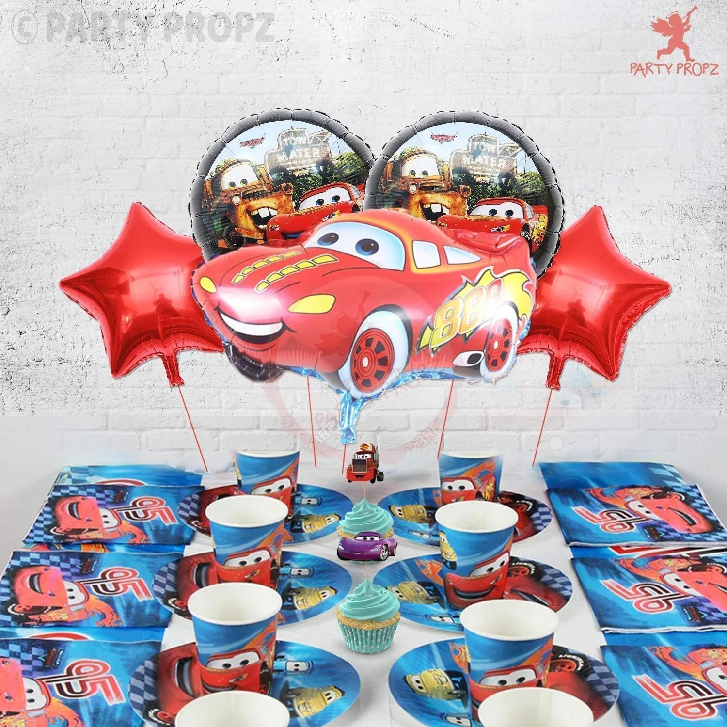 مجموعه 5 عددی بادکنک های تم ماشین Party Propz برای تزئینات تولد با تم ماشین برای پسران، بادکنک مک کوئین برای تولد مک کوئین