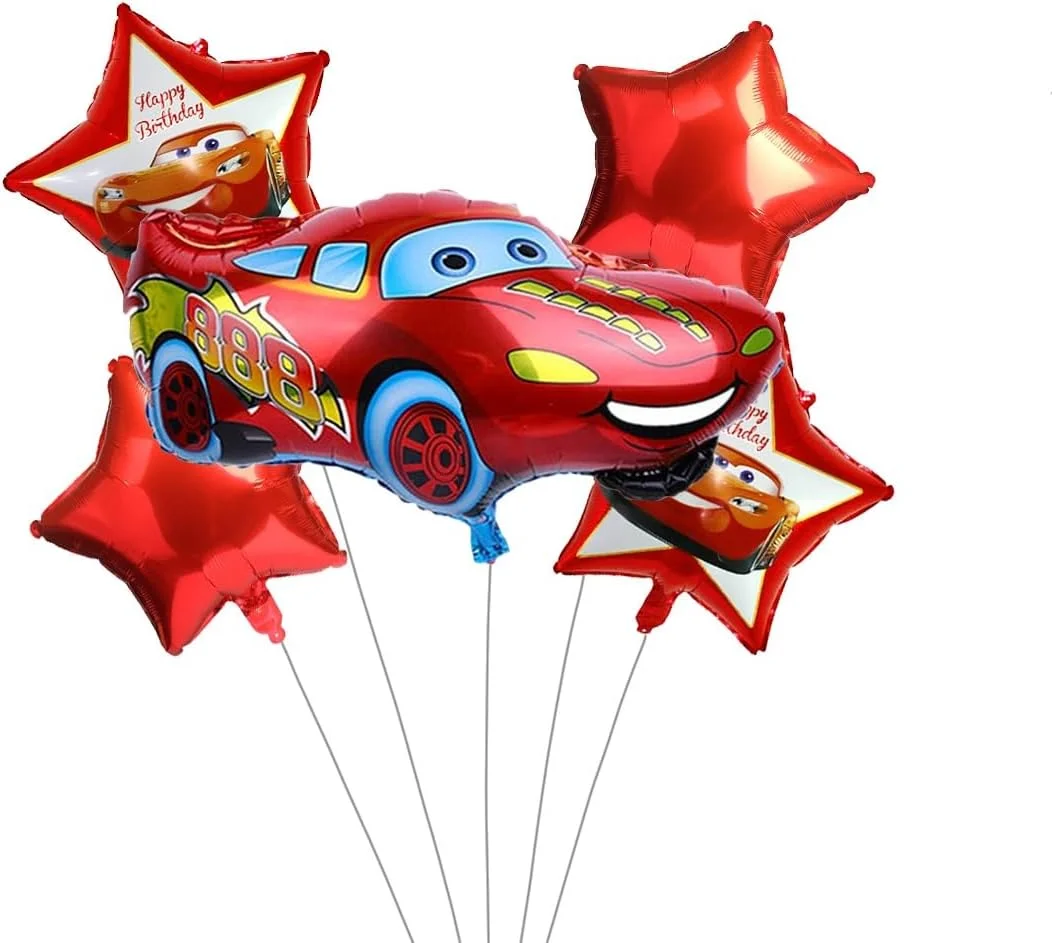 مجموعه 5 عددی بادکنک های تم ماشین Party Propz برای تزئینات تولد با تم ماشین برای پسران، بادکنک مک کوئین برای تولد مک کوئین