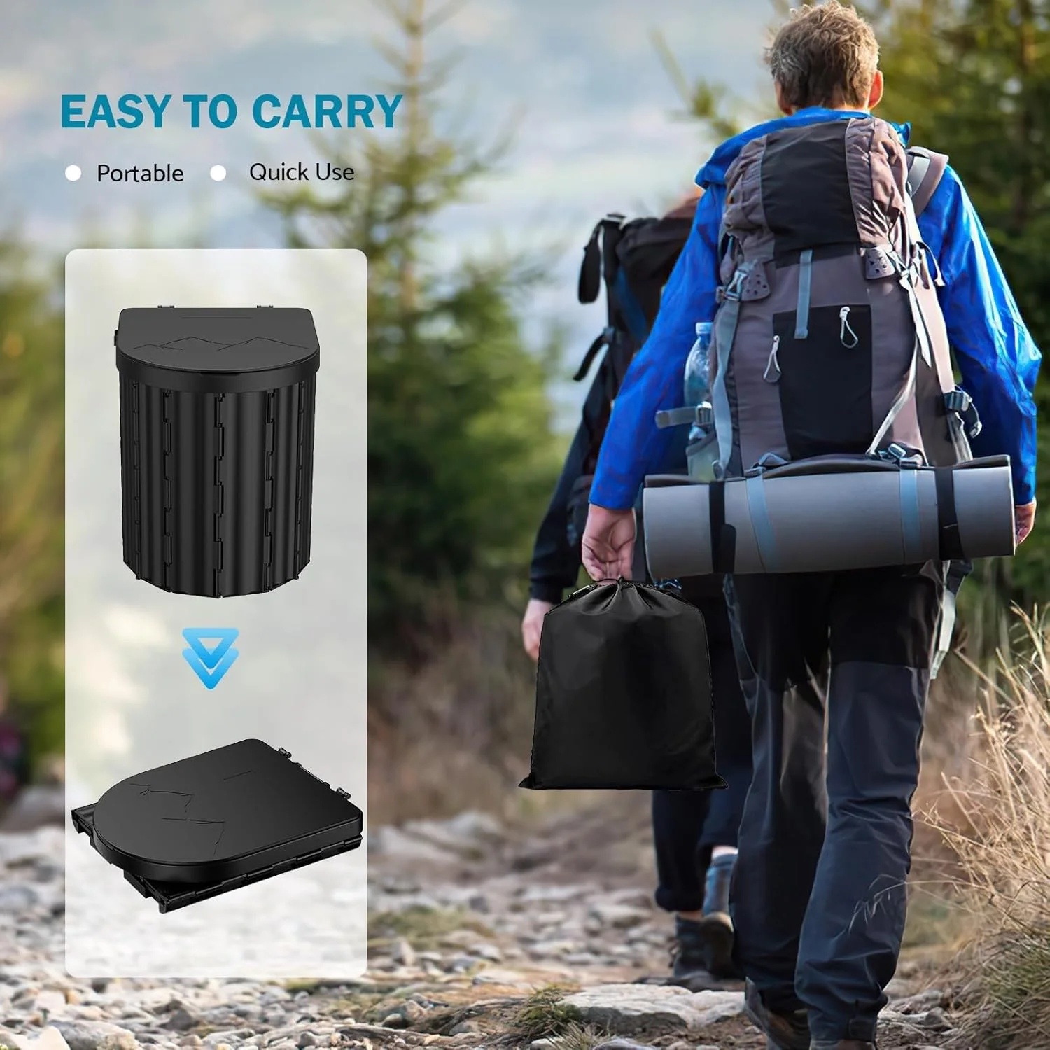 توالت کمپینگ قابل حمل، توالت ارتقا یافته 12 اینچی با نگهدارنده کاغذ جداشدنی، با ظرفیت بار 450 پوند، توالت فرنگی قابل حمل برای کمپینگ، پیاده روی، سفر جاده ای، ماشین، RV، چادر، ساحل، رانندگان کامیون، قهوه ای