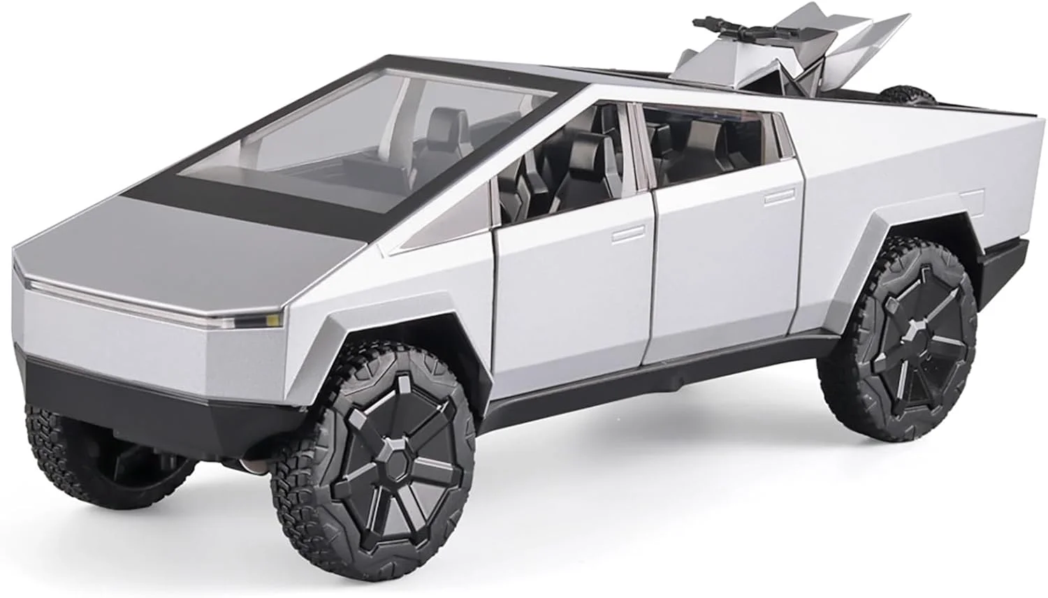 ماشین اسباب بازی پسرانه وانت بار OANMYJJO مدل وانت مریخی دایکست فلزی مقیاس 1/24، با قابلیت پخش صدا و نور و عقب کش، مناسب برای کودکان بالای 3 سال به عنوان هدیه تولد (نقره ای، مجهز به موتور سیکلت ساحلی)