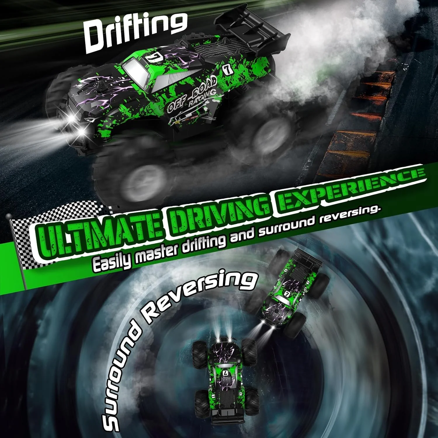 ماشین کنترلی اسباب بازی OMIRE، ماشین کنترلی آفرود با سرعت بالا 1:20، ماشین های آرسی درخشان 2.4 گیگاهرتزی با چراغ های بدنه و چراغ های جلو، کامیون هیولا آفرود تمام زمینی 20 کیلومتر در ساعت، ماشین های آرسی اسباب بازی برای پسران و کودکان