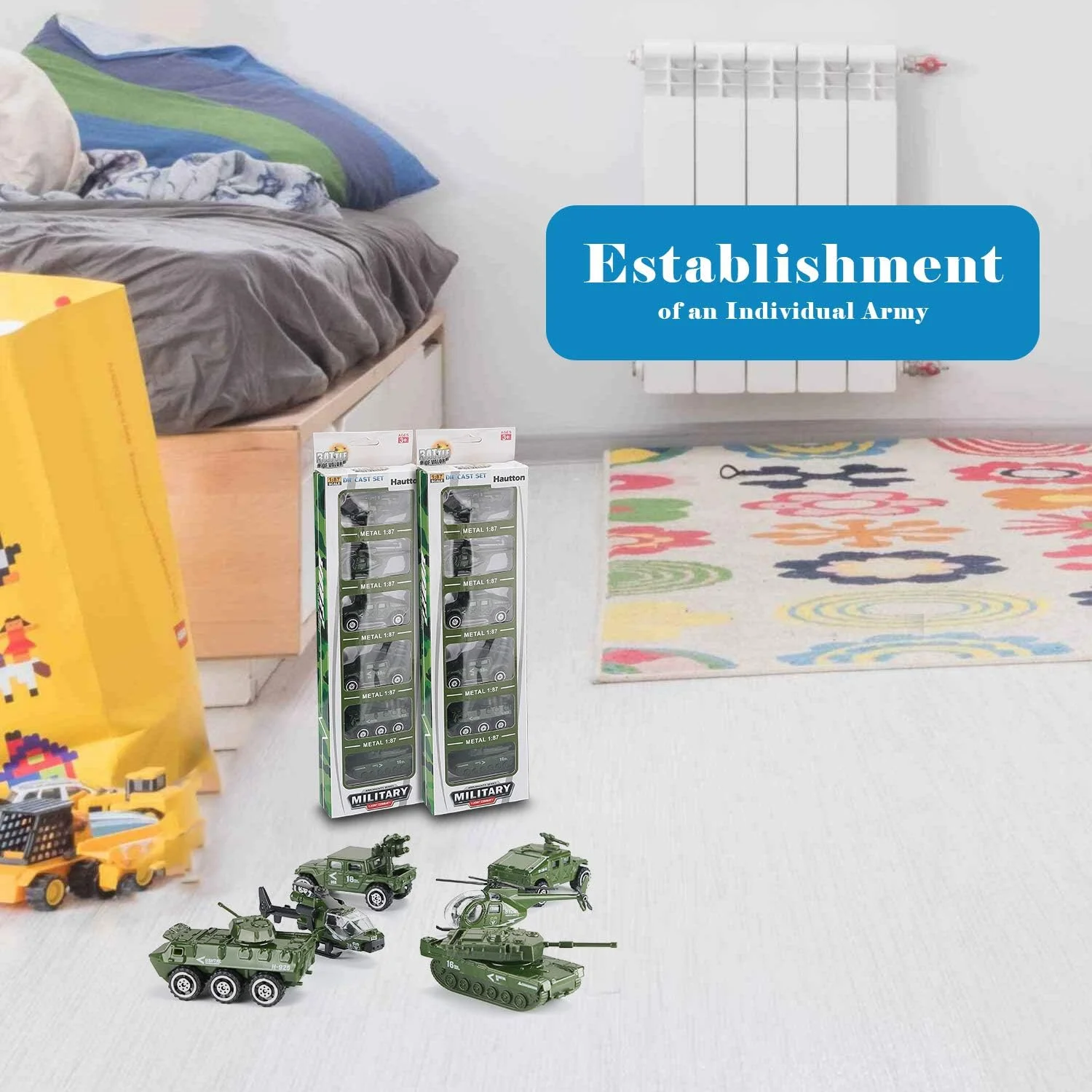 مجموعه 6 عددی ماشین های اسباب بازی نظامی دایکاست Hautton، شامل تانک، جیپ، تانک جنگی، هلیکوپتر تهاجمی، خودرو ضد هوایی و هلیکوپتر شناسایی، مناسب برای کودکان و خردسالان