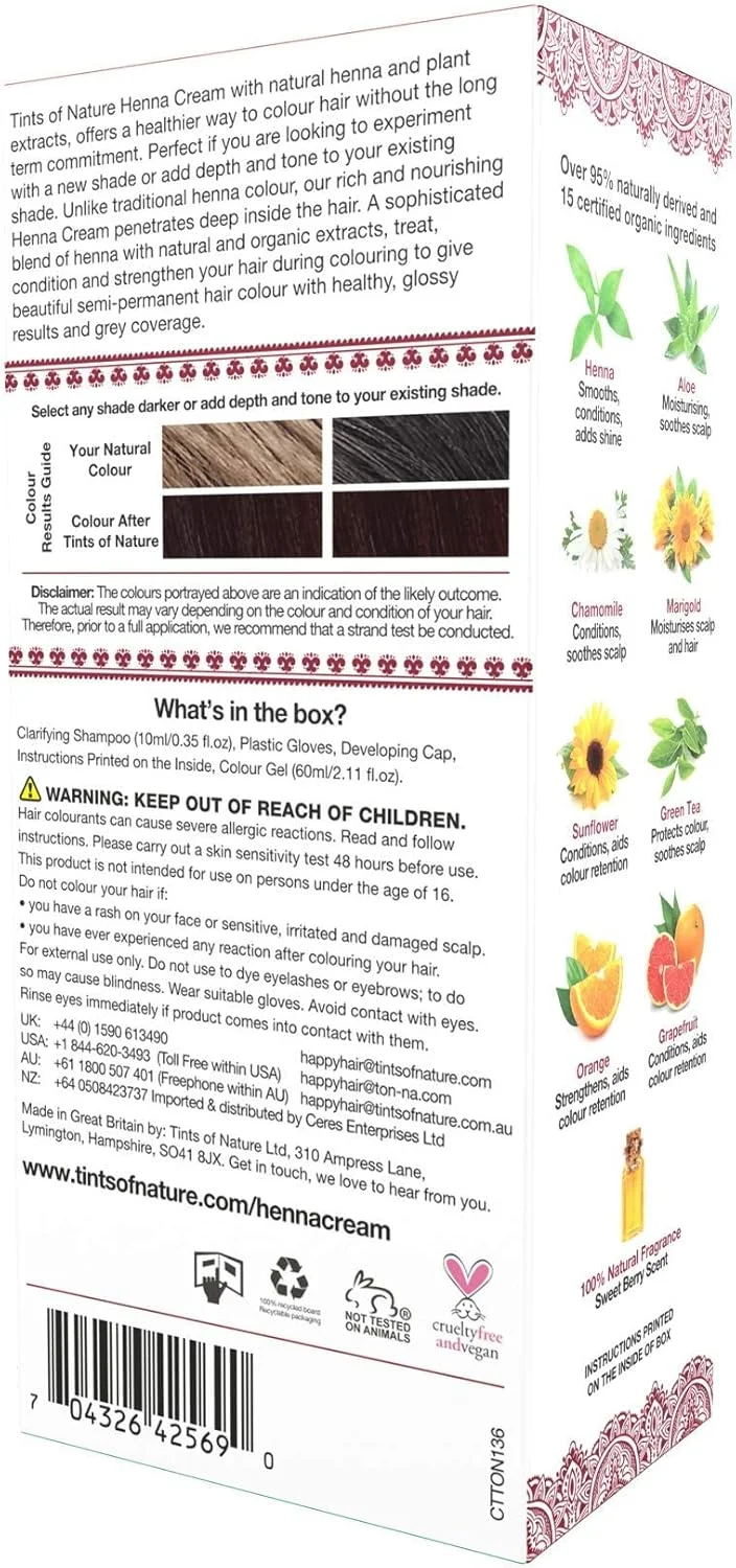 رنگ مو کرمی حنایی ماهگونی قرمز تینتس آف نیچر - 70 میلی لیتر رنگ مو کرمی حنایی ماهگونی قرمز تینتس آف نیچر - 70 میلی لیتر