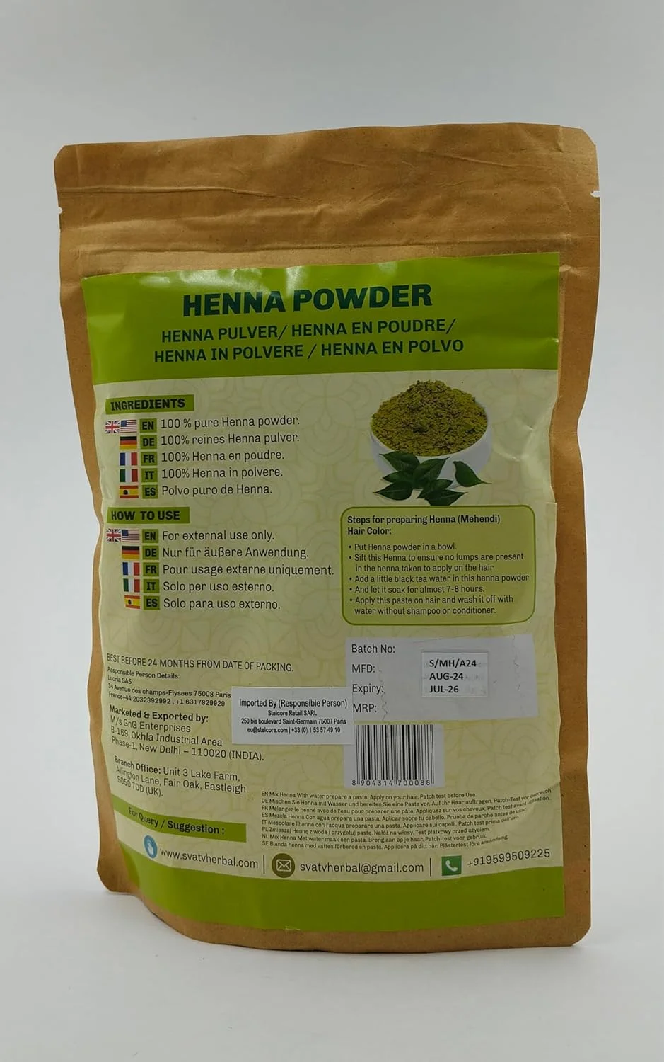 پودر حنای سواتو (Lawsonia Inermis) رنگ موی طبیعی و براق کننده، تقویت کننده و ترمیم کننده موهای آسیب دیده برای آقایان و بانوان - رنگ موی طبیعی - 227 گرم | 08 اونس پودر حنای سواتو (Lawsonia Inermis) رنگ موی طبیعی و براق کننده، تقویت کننده و ترمیم کننده موهای آسیب دیده برای آقایان و بانوان - رنگ موی طبیعی - 227 گرم | 08 اونس