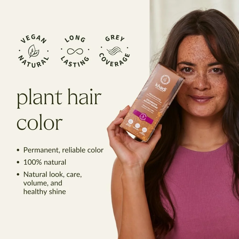 رنگ مو گیاهی خادی قهوه ای طلایی، رنگ مو برای کهربایی درخشان تا قهوه ای طلایی مخملی براق، 100% گیاهی، طبیعی و وگان، دارای گواهینامه لوازم آرایشی طبیعی، 100 گرم رنگ مو گیاهی خادی قهوه ای طلایی، رنگ مو برای کهربایی درخشان تا قهوه ای طلایی مخملی براق، 100% گیاهی، طبیعی و وگان، دارای گواهینامه لوازم آرایشی طبیعی، 100 گرم