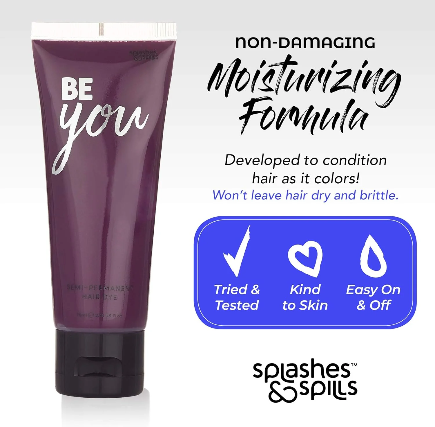 رنگ موی نیمه دائمی Splashes & Spills - تیوپ های رنگی 70 میلی لیتری - رنگ موی موقت - بدون آمونیاک و پراکسید - وگان و 100% بدون تست حیوانی - ماندگاری 7-15 بار شستشو - توسط and رنگ موی نیمه دائمی Splashes & Spills - تیوپ های رنگی 70 میلی لیتری - رنگ موی موقت - بدون آمونیاک و پراکسید - وگان و 100% بدون تست حیوانی - ماندگاری 7-15 بار شستشو - توسط and