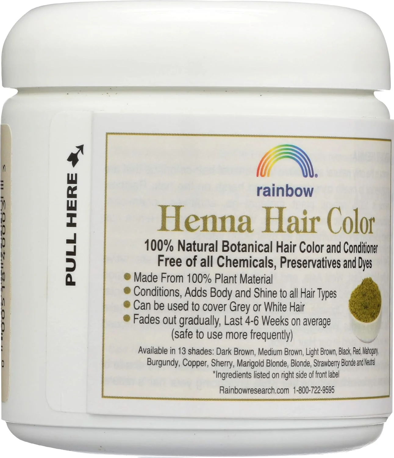 رنگ مو و نرم کننده حنایی رینبو ریسرچ، قهوه ای تیره، 4 اونس رنگ مو و نرم کننده حنایی رینبو ریسرچ، قهوه ای تیره، 4 اونس