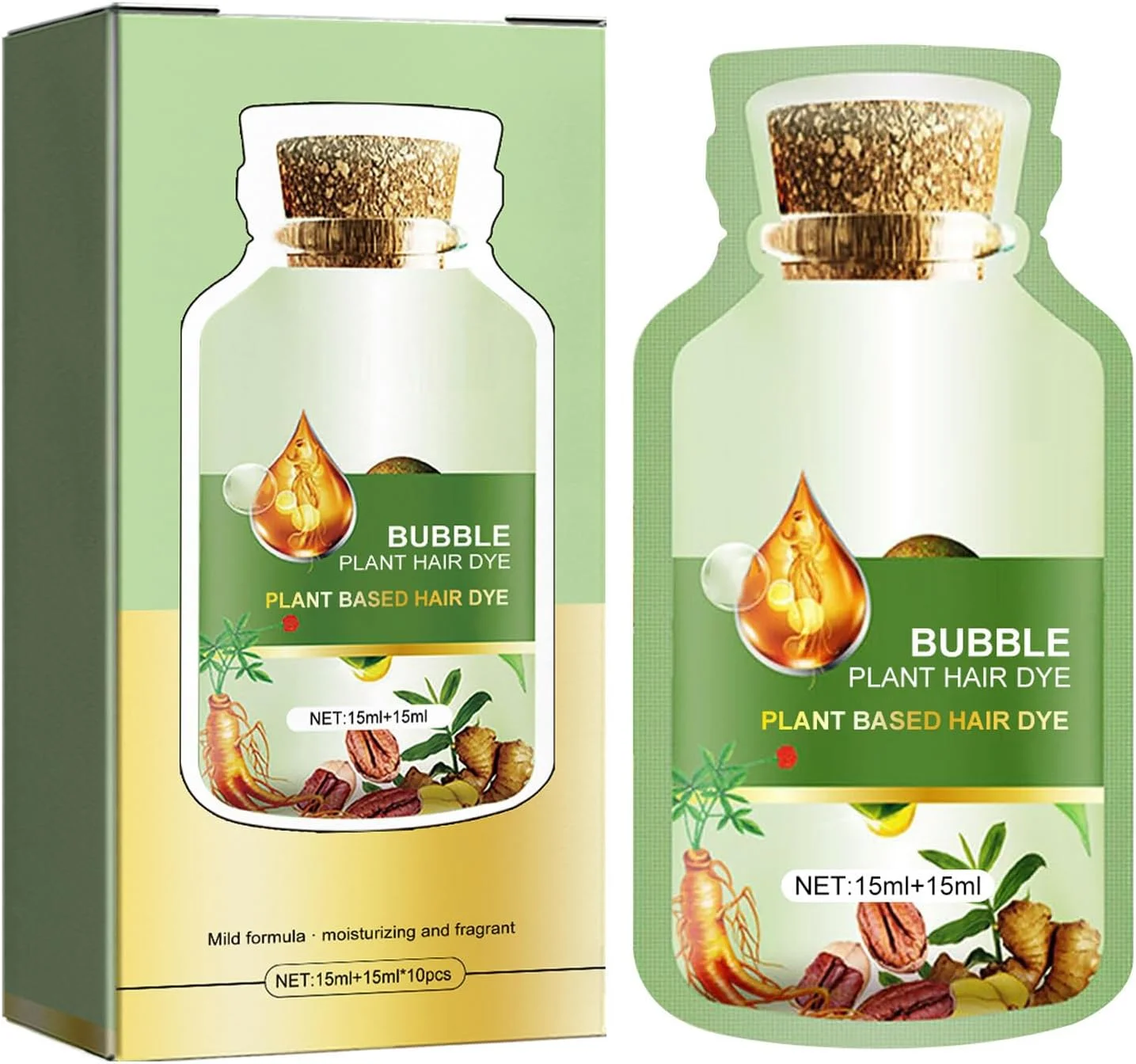 رنگ موی فومی قهوه ای شاه بلوطی - فرمول گیاهی با عصاره های جینسینگ و زنجبیل، استفاده آسان در خانه، ملایم برای مو و پوست سر، ایجاد رنگ در 40 دقیقه، رایحه مطبوع (10 بسته) رنگ موی فومی قهوه ای شاه بلوطی - فرمول گیاهی با عصاره های جینسینگ و زنجبیل، استفاده آسان در خانه، ملایم برای مو و پوست سر، ایجاد رنگ در 40 دقیقه، رایحه مطبوع (10 بسته)