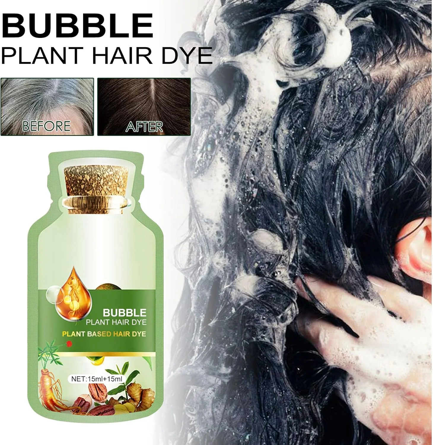 رنگ موی فومی قهوه ای شاه بلوطی - فرمول گیاهی با عصاره های جینسینگ و زنجبیل، استفاده آسان در خانه، ملایم برای مو و پوست سر، ایجاد رنگ در 40 دقیقه، رایحه مطبوع (10 بسته) رنگ موی فومی قهوه ای شاه بلوطی - فرمول گیاهی با عصاره های جینسینگ و زنجبیل، استفاده آسان در خانه، ملایم برای مو و پوست سر، ایجاد رنگ در 40 دقیقه، رایحه مطبوع (10 بسته)