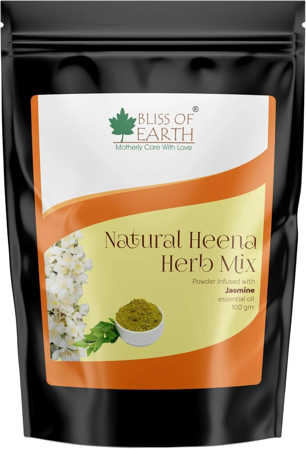حنای گیاهی بلیس آو ارث برای مو، حنای یاس مخلوط با گیاهان آمله، چریش، صمغ بابول و روغن ضروری یاس برای رنگ موی ماندگار، تغذیه مو - 100 گرم