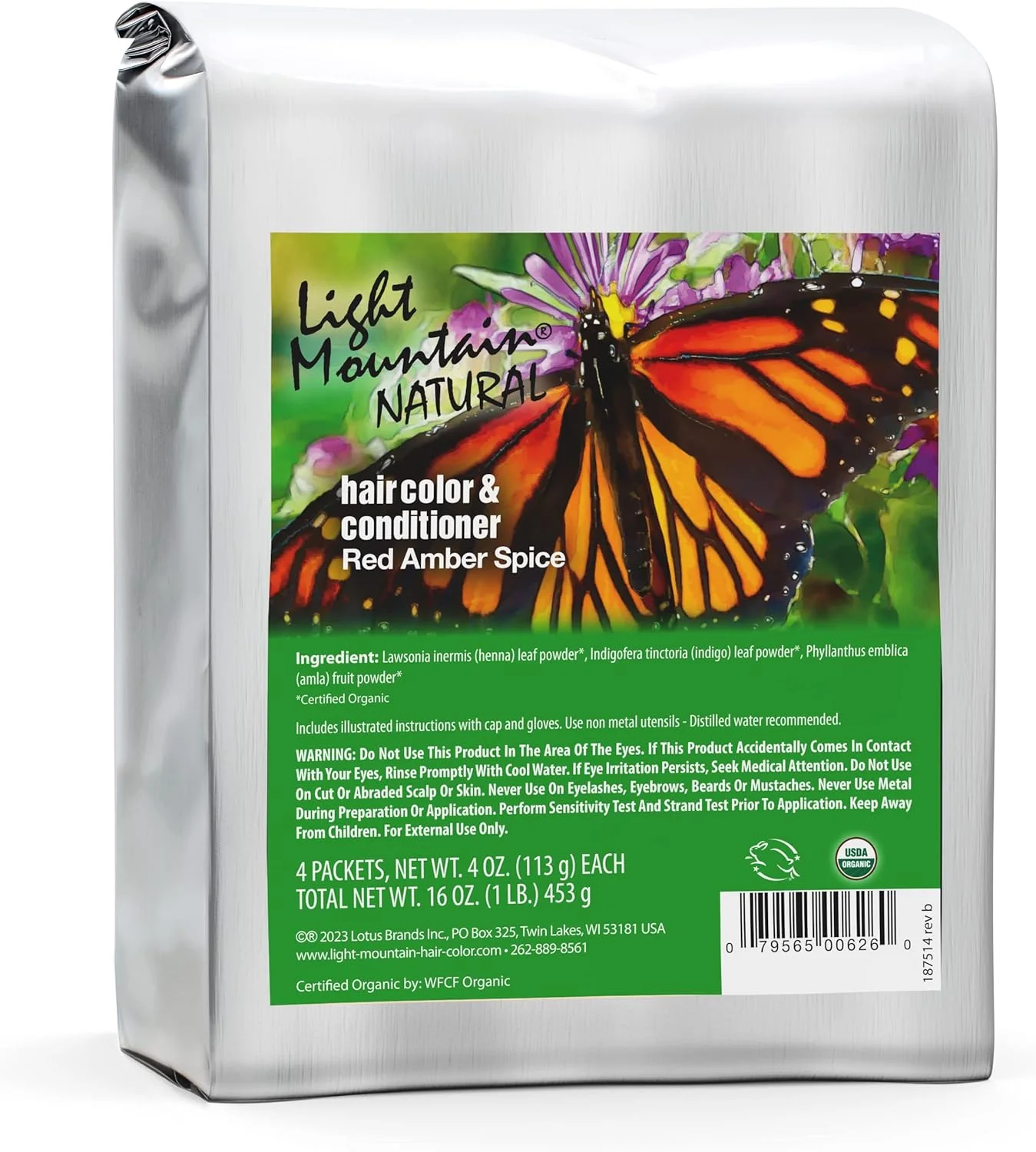 رنگ مو و نرم کننده حنا لایت مونتین - رنگ موی قرمز کهربایی ادویه ای برای آقایان/بانوان، پودر برگ حنای ارگانیک و گیاهان دارویی، بدون مواد شیمیایی، رنگ موی نیمه دائمی، 453 گرم رنگ مو و نرم کننده حنا لایت مونتین - رنگ موی قرمز کهربایی ادویه ای برای آقایان/بانوان، پودر برگ حنای ارگانیک و گیاهان دارویی، بدون مواد شیمیایی، رنگ موی نیمه دائمی، 453 گرم