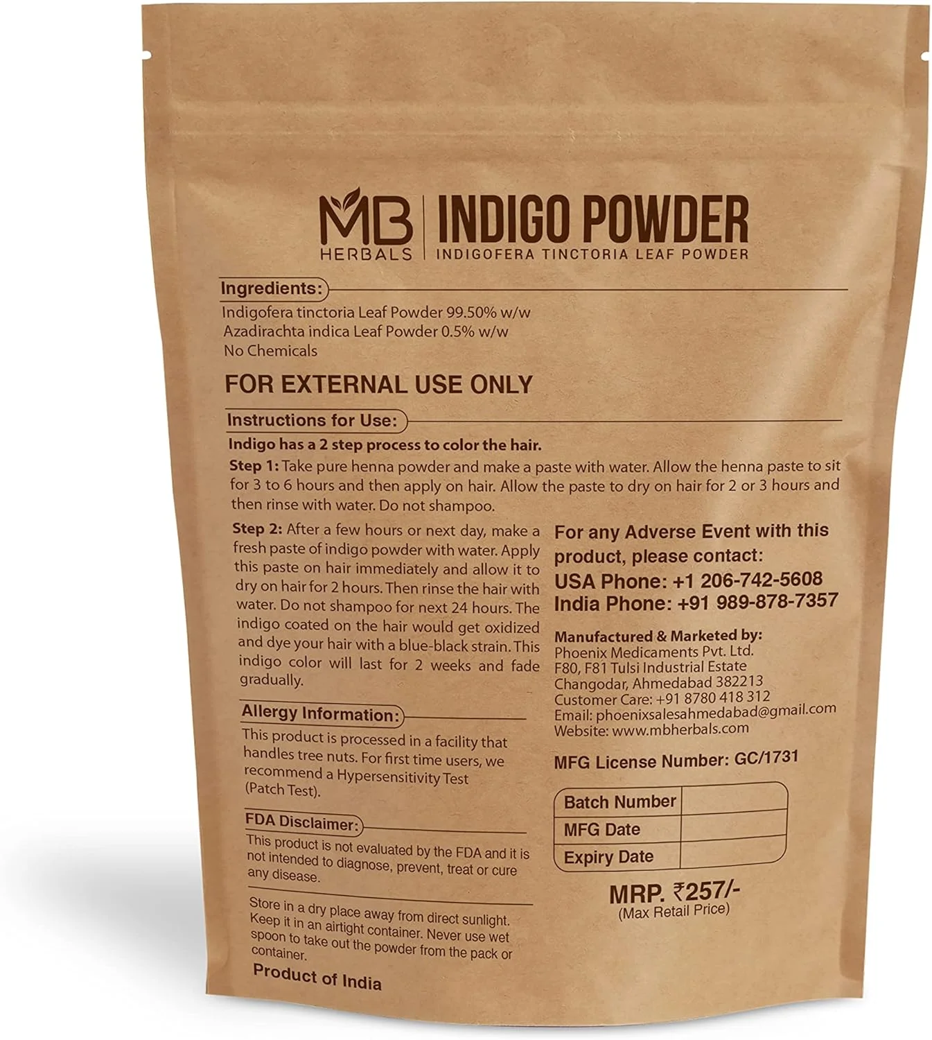 پودر گیاهی نیلی ام بی هربالز 100 گرمی برای رنگ مو (3.5 اونس) | پودر برگ ایندیگوفرا تینکتوریا 100% خالص | مناسب برای 2 بار استفاده برای موهای تا شانه پودر گیاهی نیلی ام بی هربالز 100 گرمی برای رنگ مو (3.5 اونس) | پودر برگ ایندیگوفرا تینکتوریا 100% خالص | مناسب برای 2 بار استفاده برای موهای تا شانه