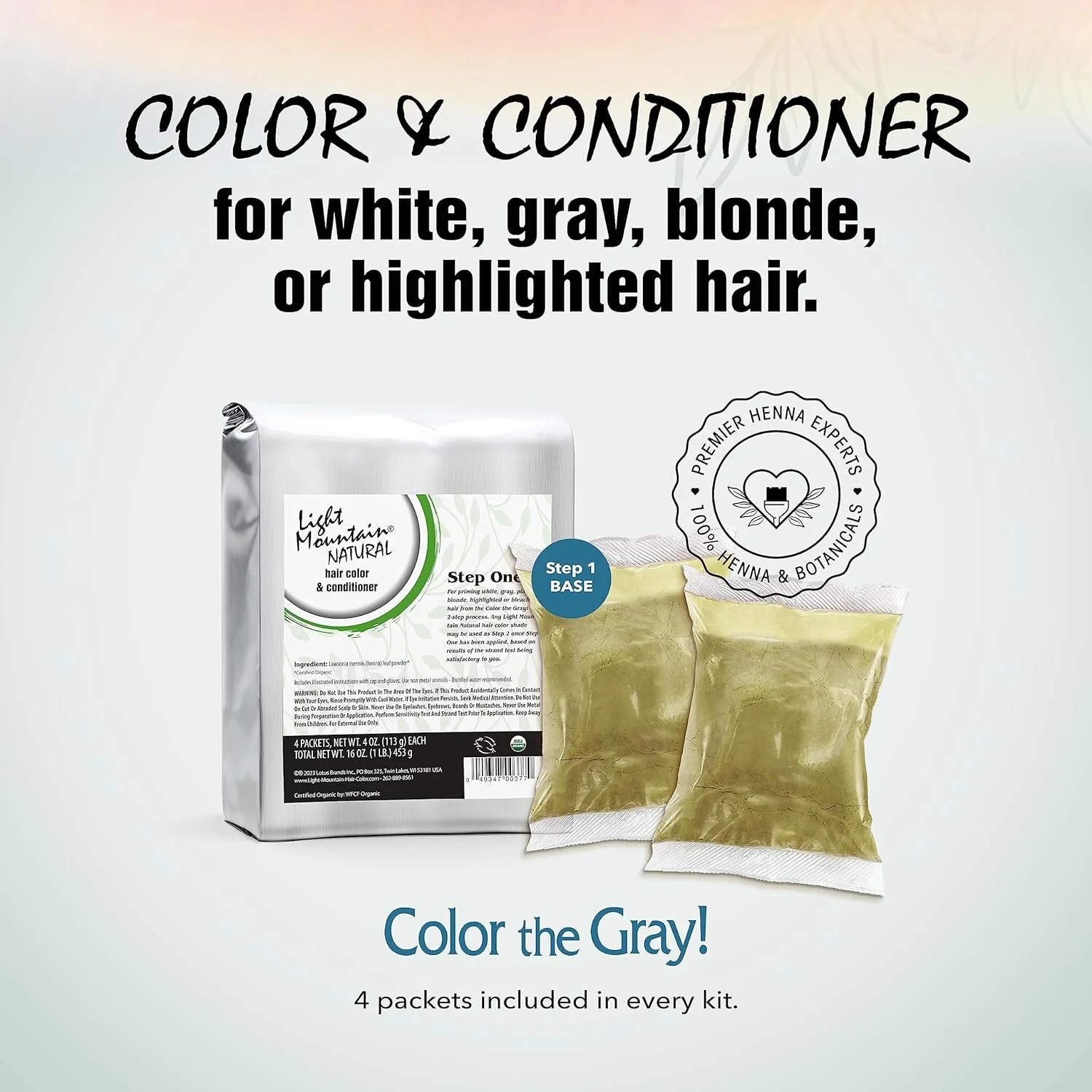 پودر رنگ موی گیاهی لایت مونتین، رنگ طبیعی برای پوشاندن موهای سفید، خاکستری یا بلوند پلاتینی، 450 گرم پودر رنگ موی گیاهی لایت مونتین، رنگ طبیعی برای پوشاندن موهای سفید، خاکستری یا بلوند پلاتینی، 450 گرم