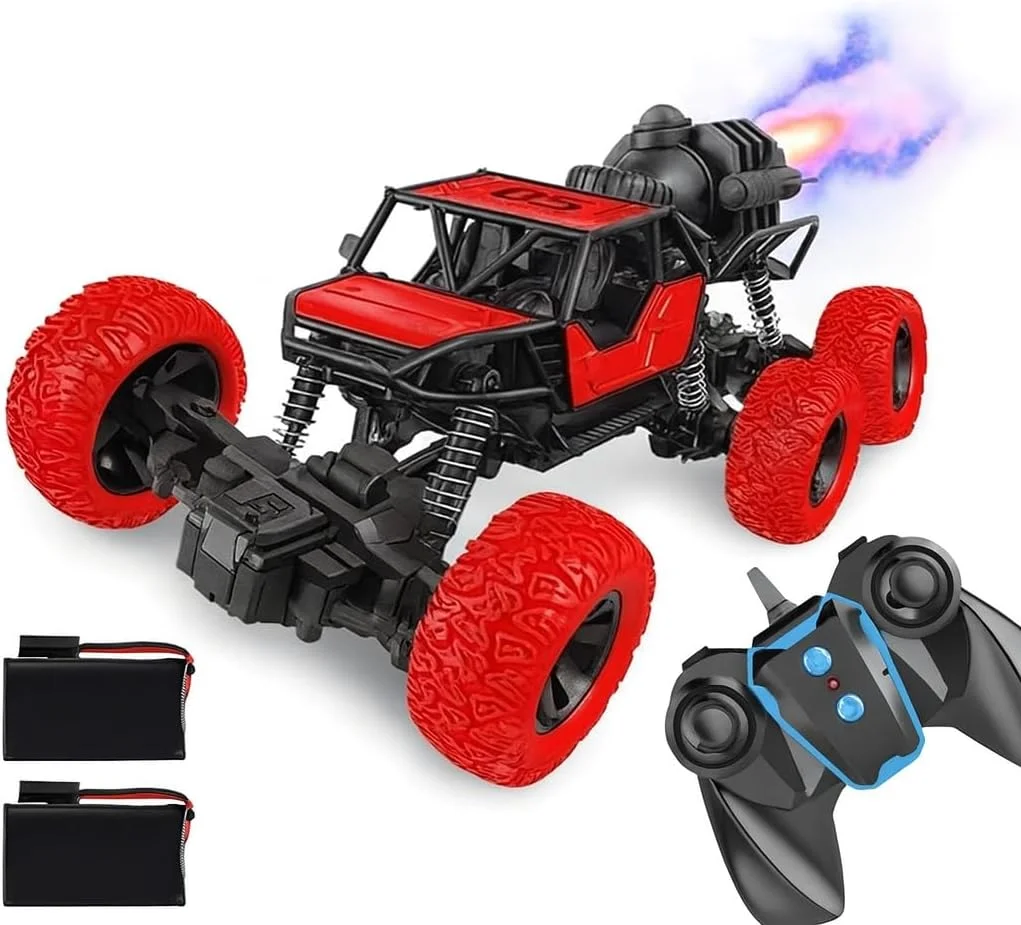 کامیون کنترلی 6X6 فیتو با قابلیت پاشش دود، چراغ‌های LED و 2 موتور، ماشین کنترلی قرمز