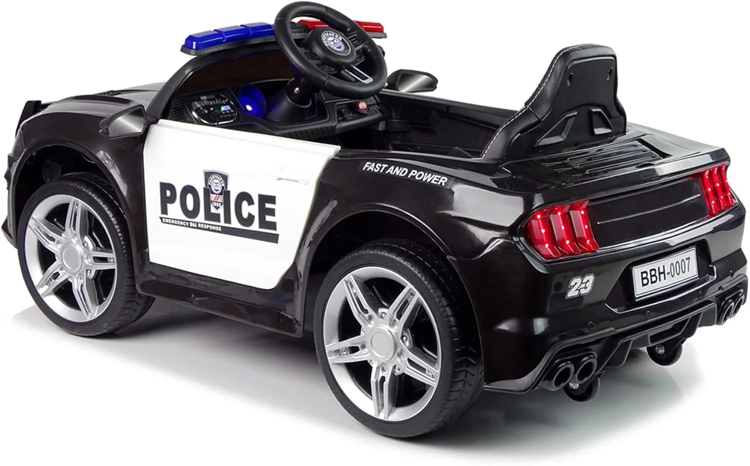 ماشین بازی کودکانه مدل پلیس با آژیر و چراغ های الکتریکی - مشکی